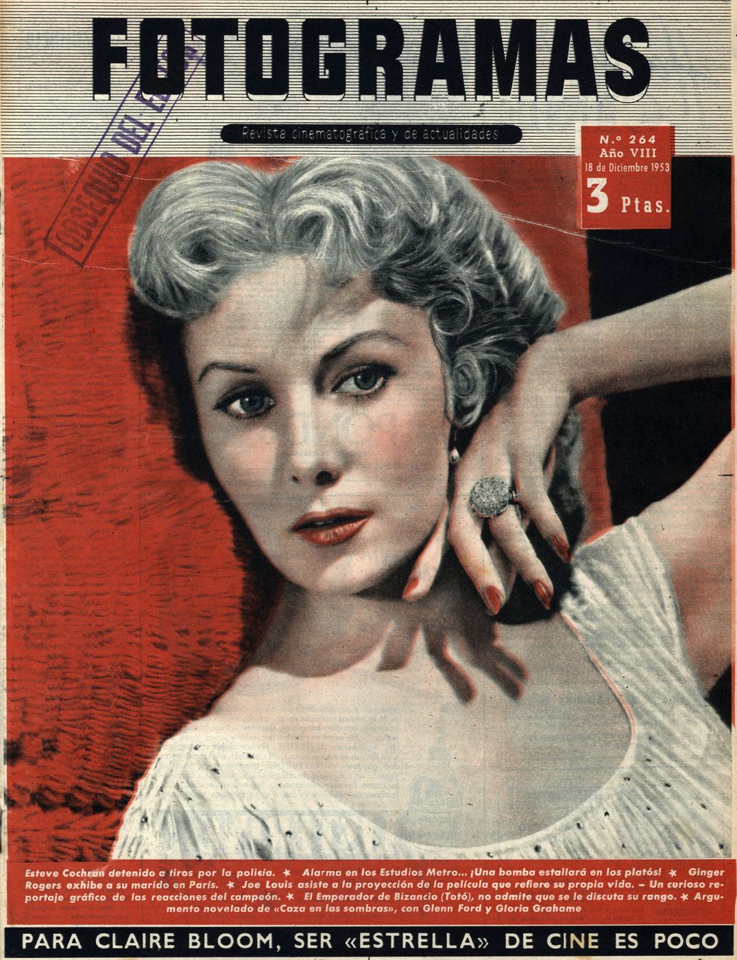 FOTOGRAMAS magazine side cover Issue 264 18 December 1953