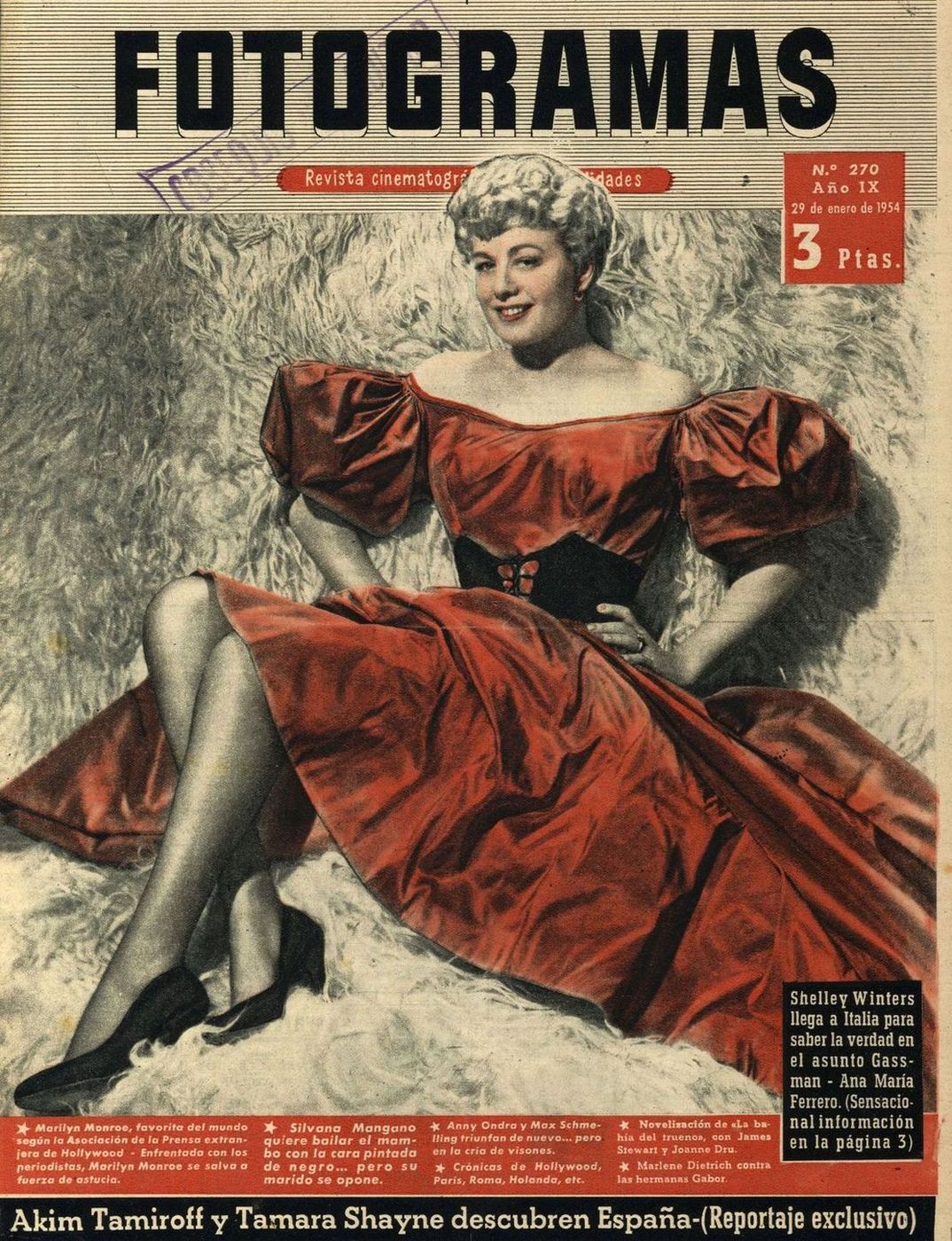 FOTOGRAMAS magazine side cover Issue 270 29 January 1954