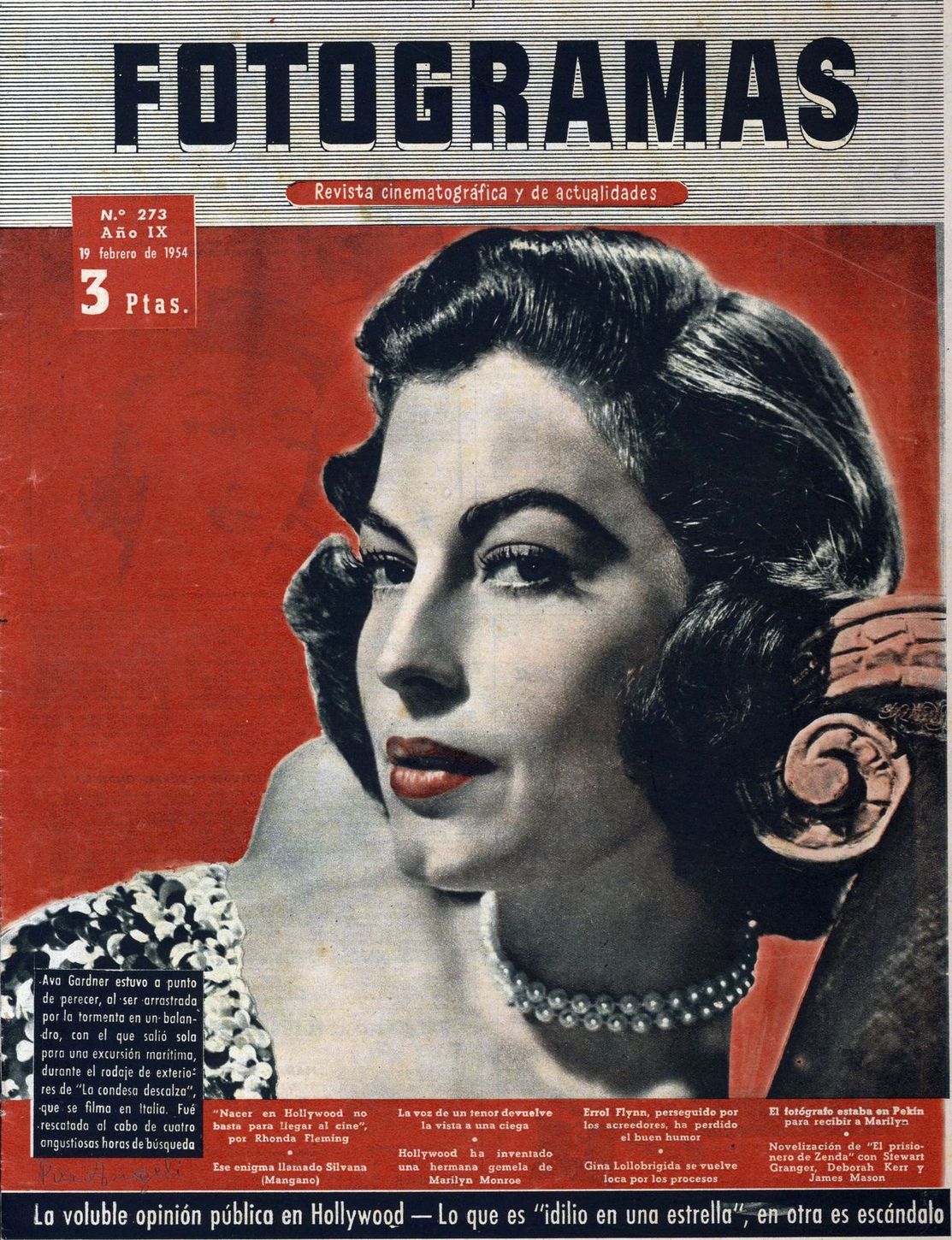 FOTOGRAMAS magazine side cover Issue 273 19 February 1954