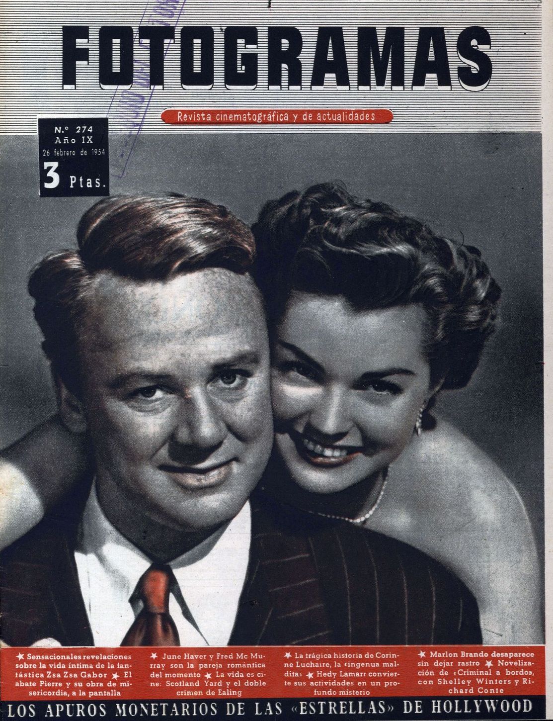 FOTOGRAMAS magazine side cover Issue 274 26 February 1954
