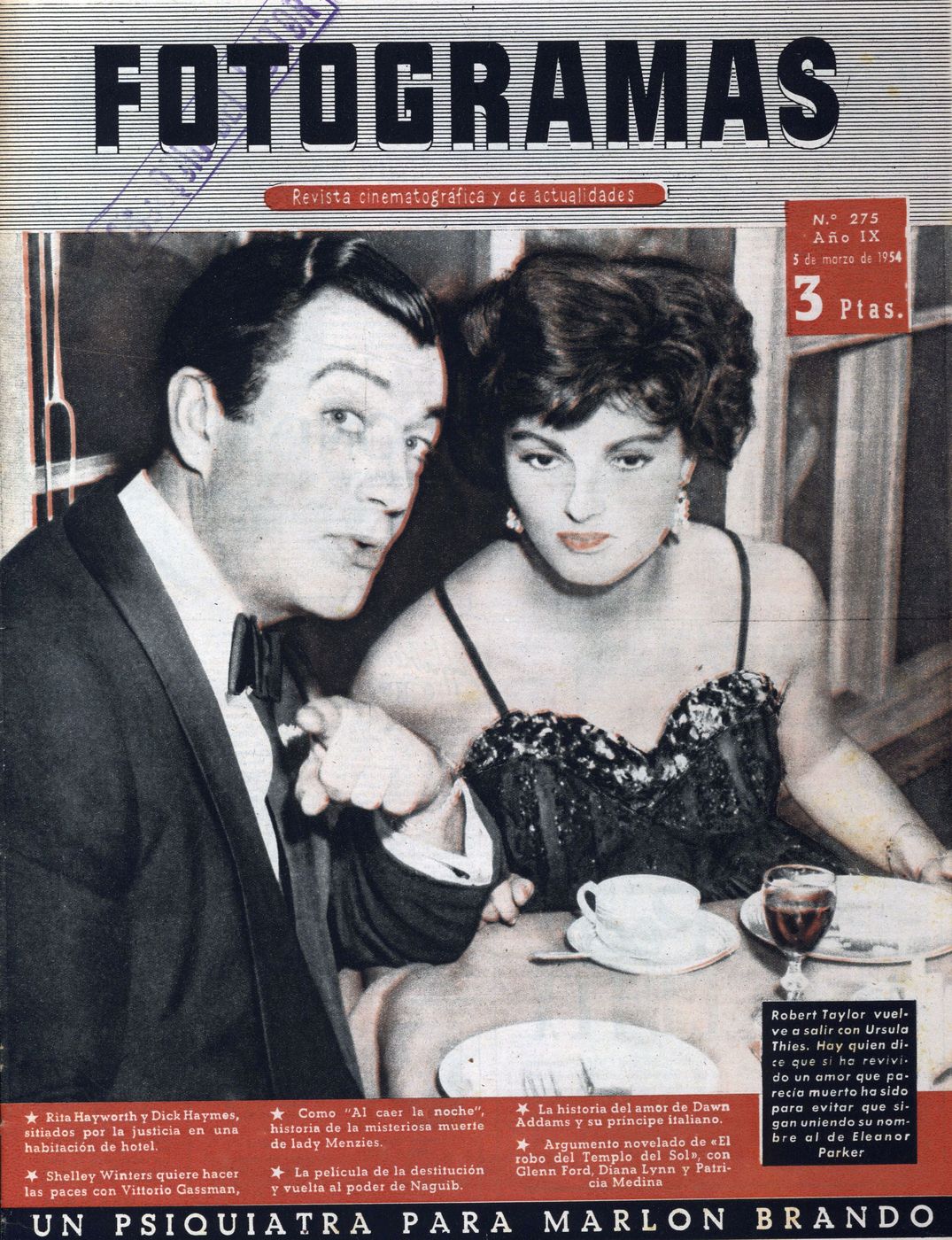 FOTOGRAMAS magazine side cover Issue 275 5 March 1954