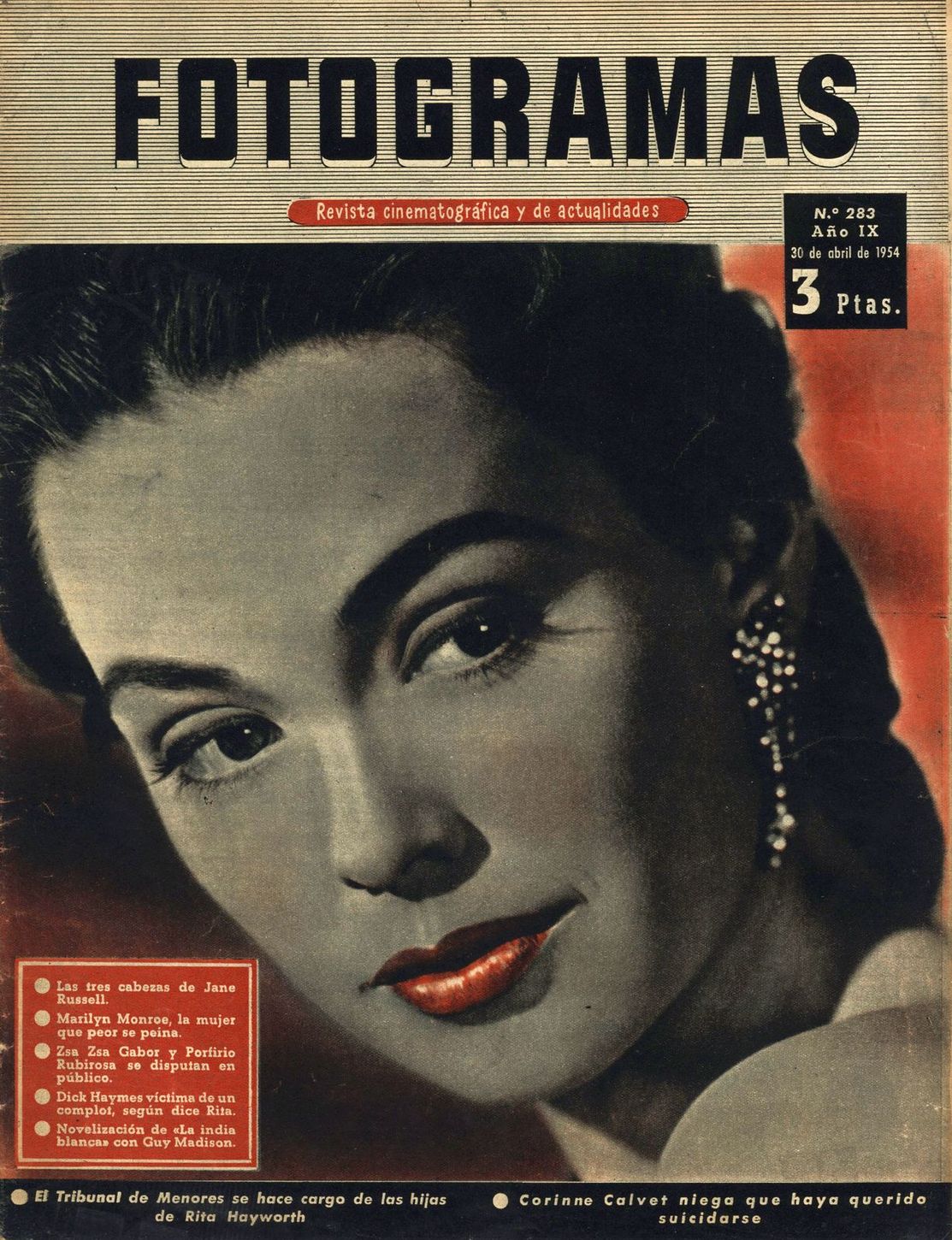 FOTOGRAMAS magazine side cover Issue 283 30 April 1954