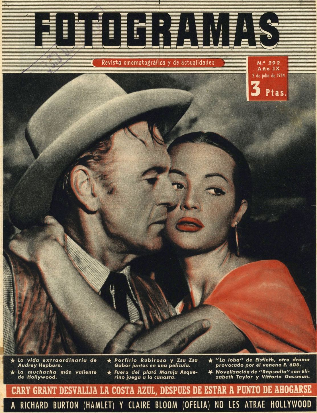FOTOGRAMAS magazine side cover Issue 292 2 July 1954