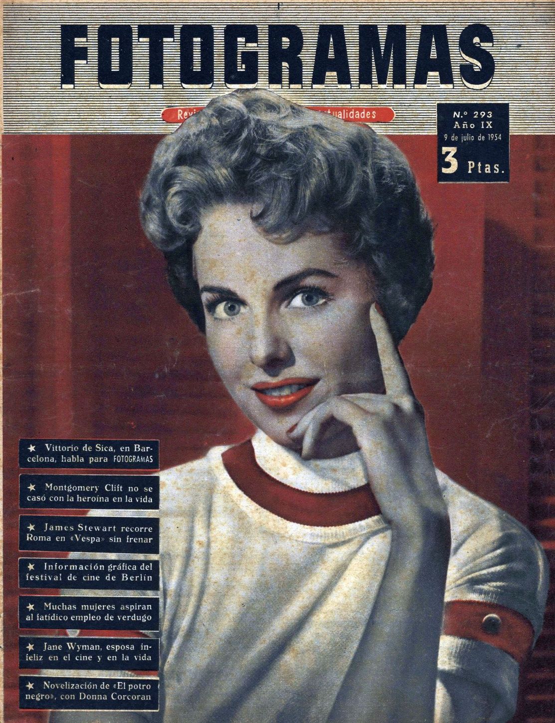 FOTOGRAMAS magazine side cover Issue 293 9 July 1954