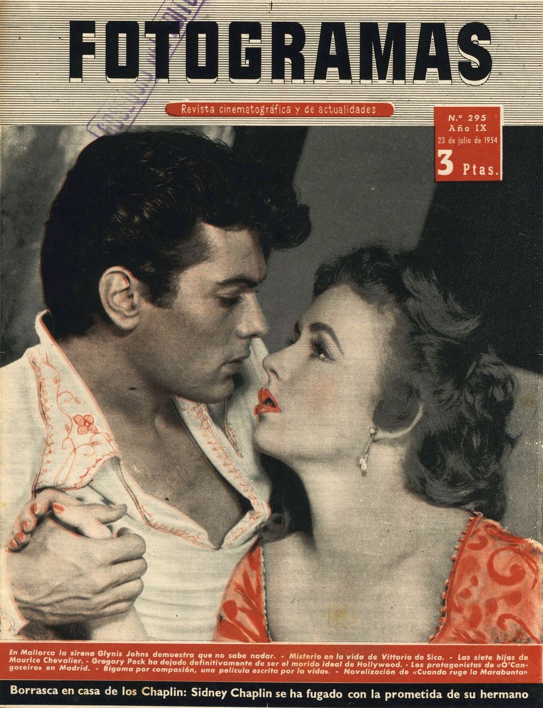 FOTOGRAMAS magazine side cover Issue 295 23 July 1954