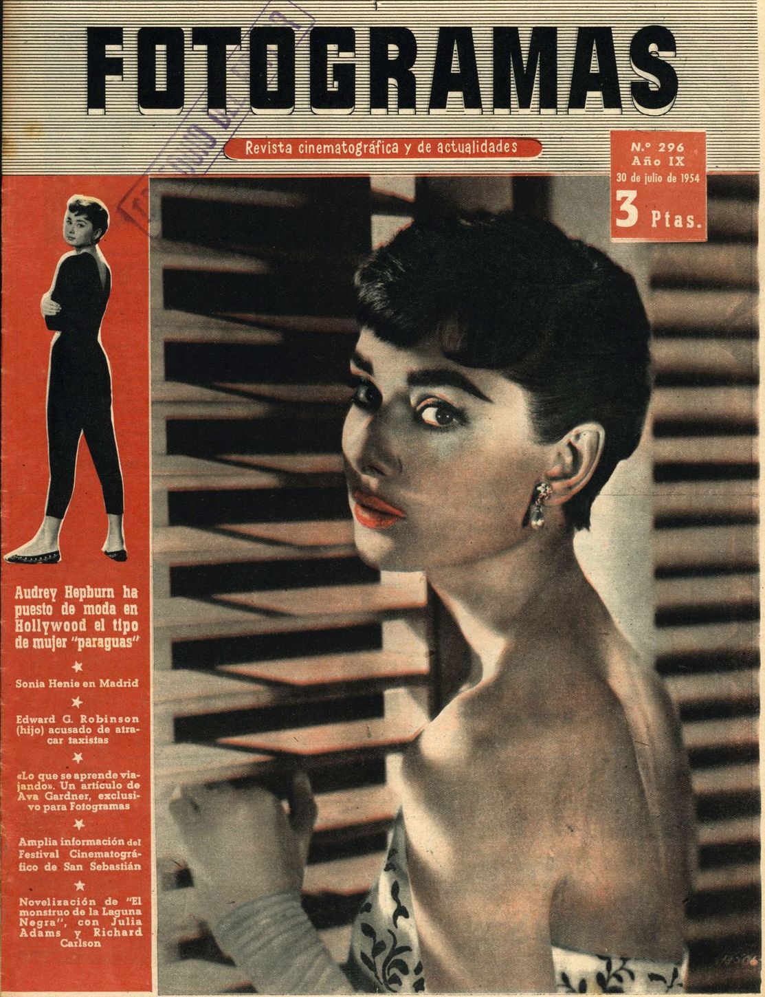 FOTOGRAMAS magazine side cover Issue 296 30 July 1954