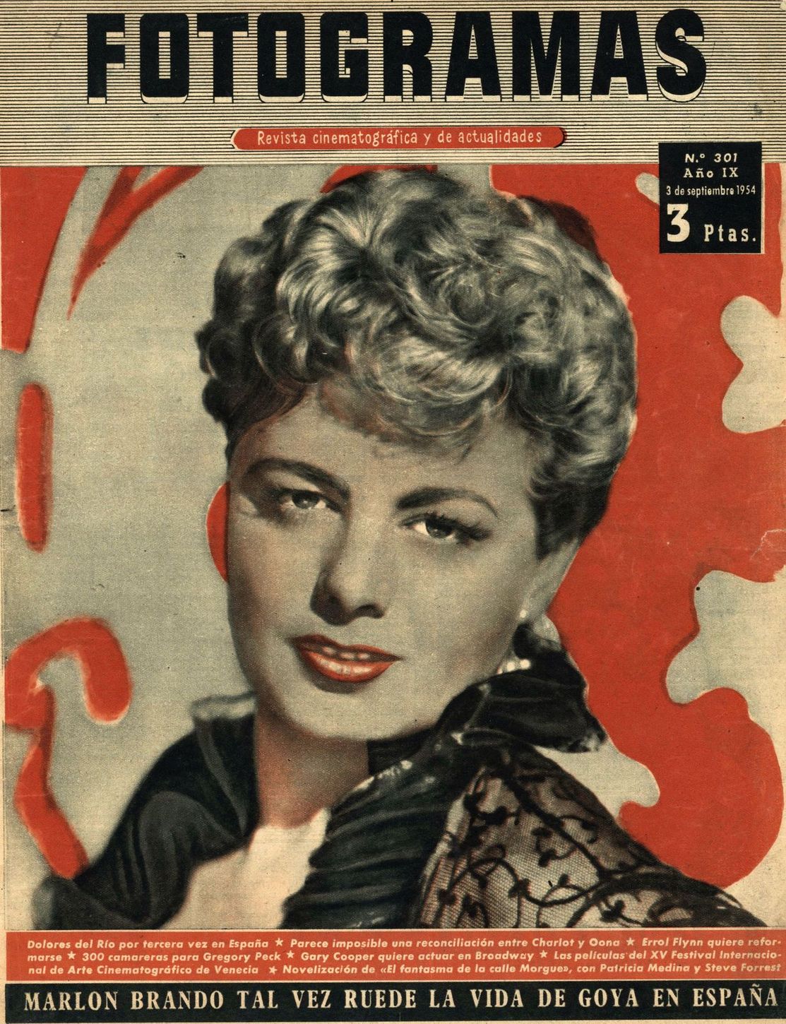 FOTOGRAMAS magazine side cover Issue 301 3 September 1954