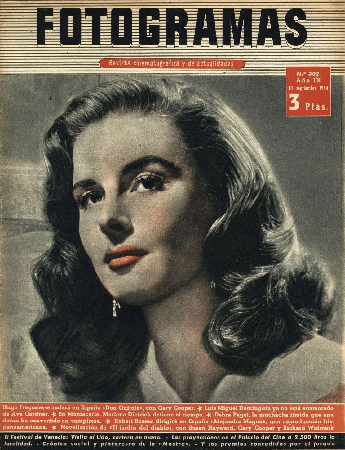 FOTOGRAMAS magazine side cover Issue 302 10 September 1954