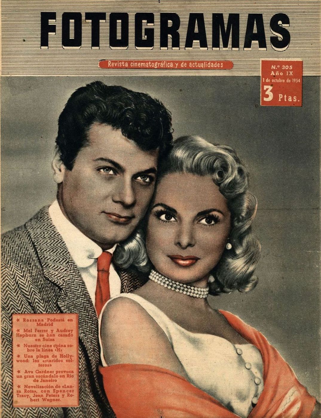 FOTOGRAMAS magazine side cover Issue 305 1 October 1954