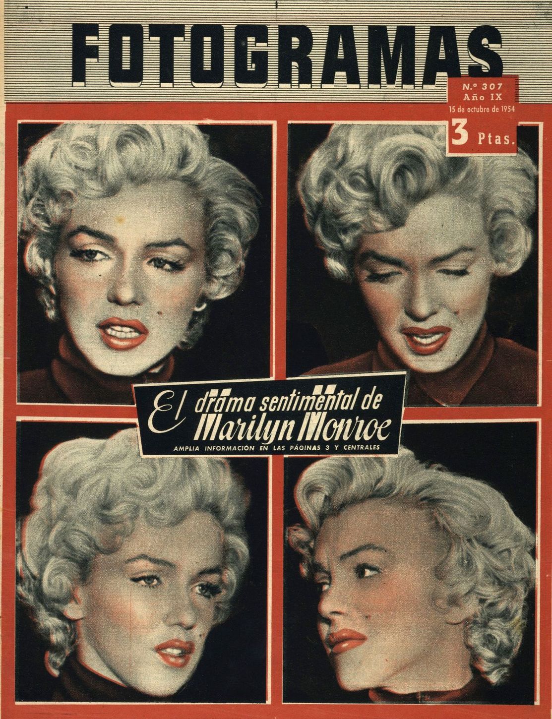FOTOGRAMAS magazine side cover Issue 307 15 October 1954