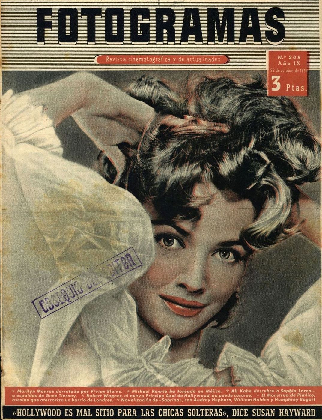 FOTOGRAMAS magazine side cover Issue 308 22 October 1954