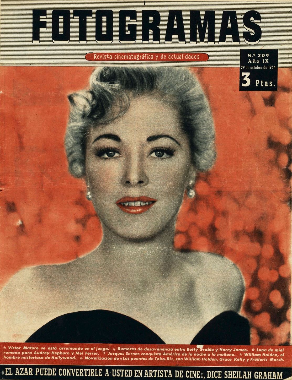 FOTOGRAMAS magazine side cover Issue 309 29 October 1954