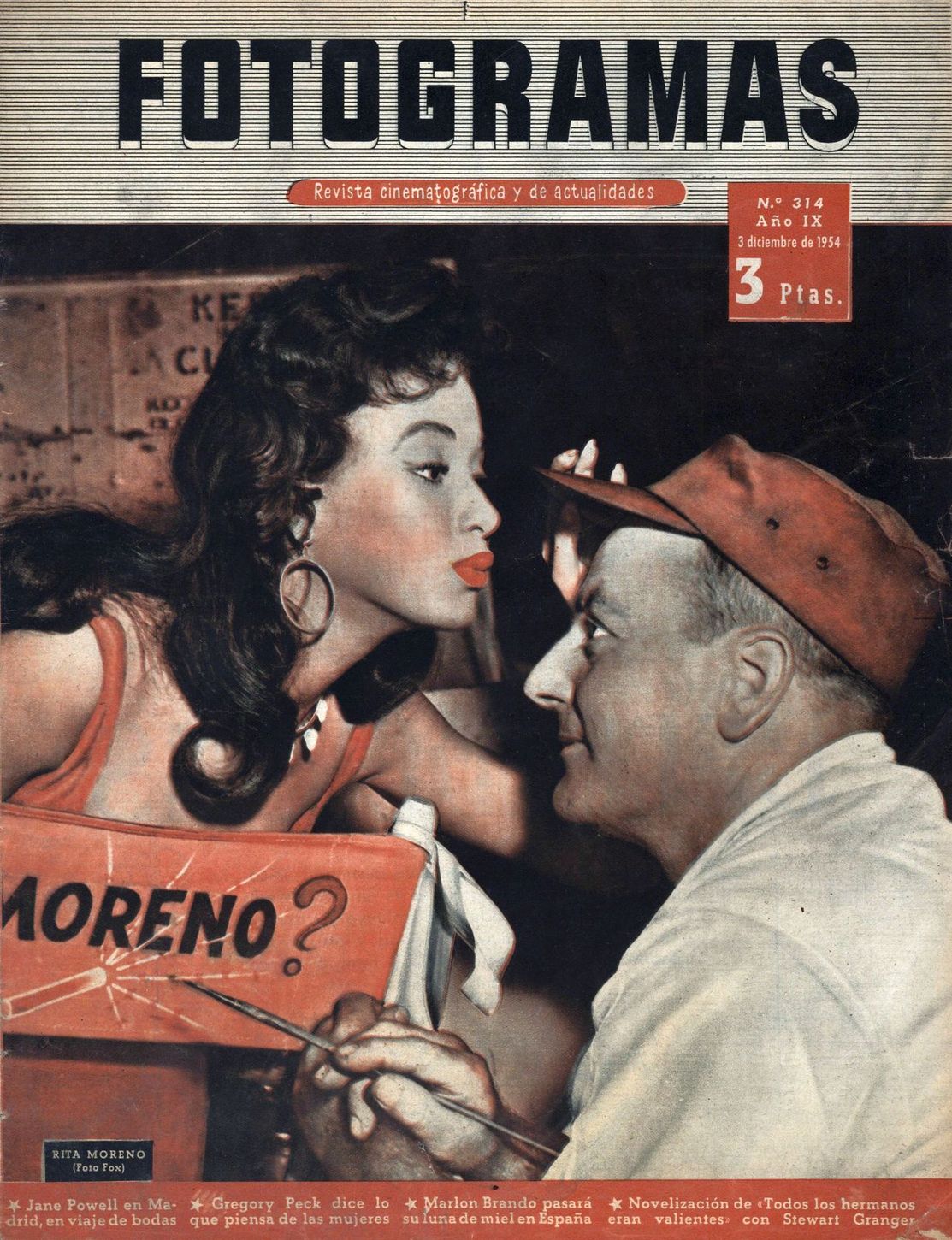 FOTOGRAMAS magazine side cover Issue 314 3 December 1954