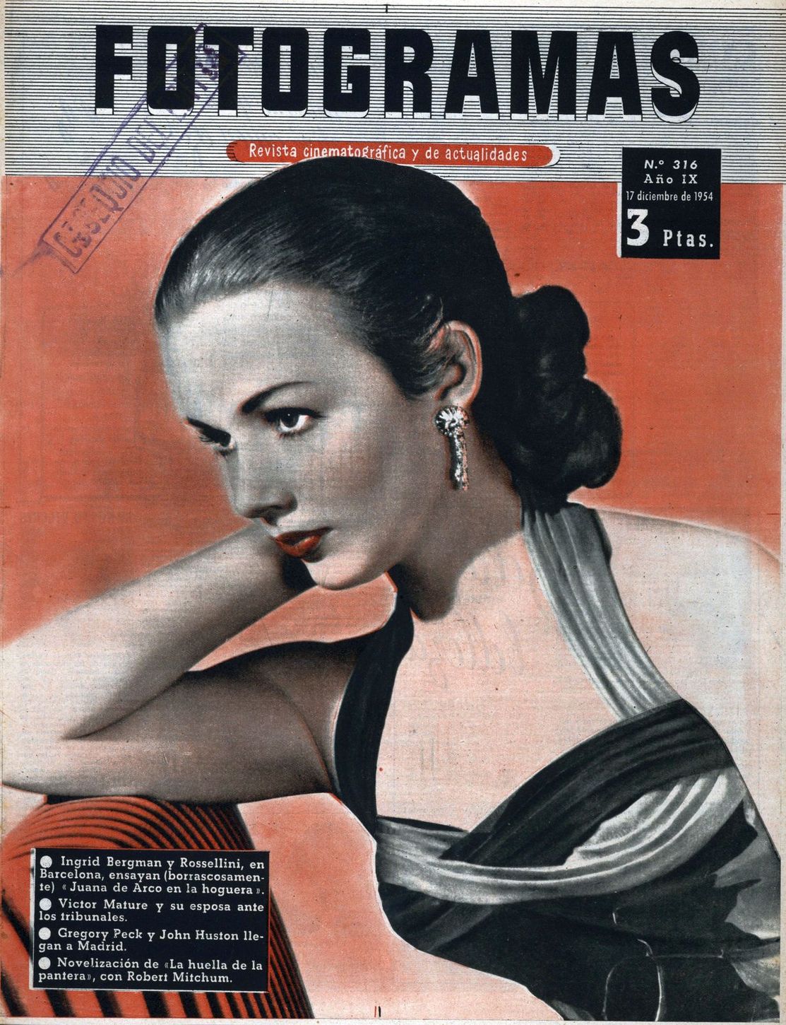 FOTOGRAMAS magazine side cover Issue 316 17 December 1954