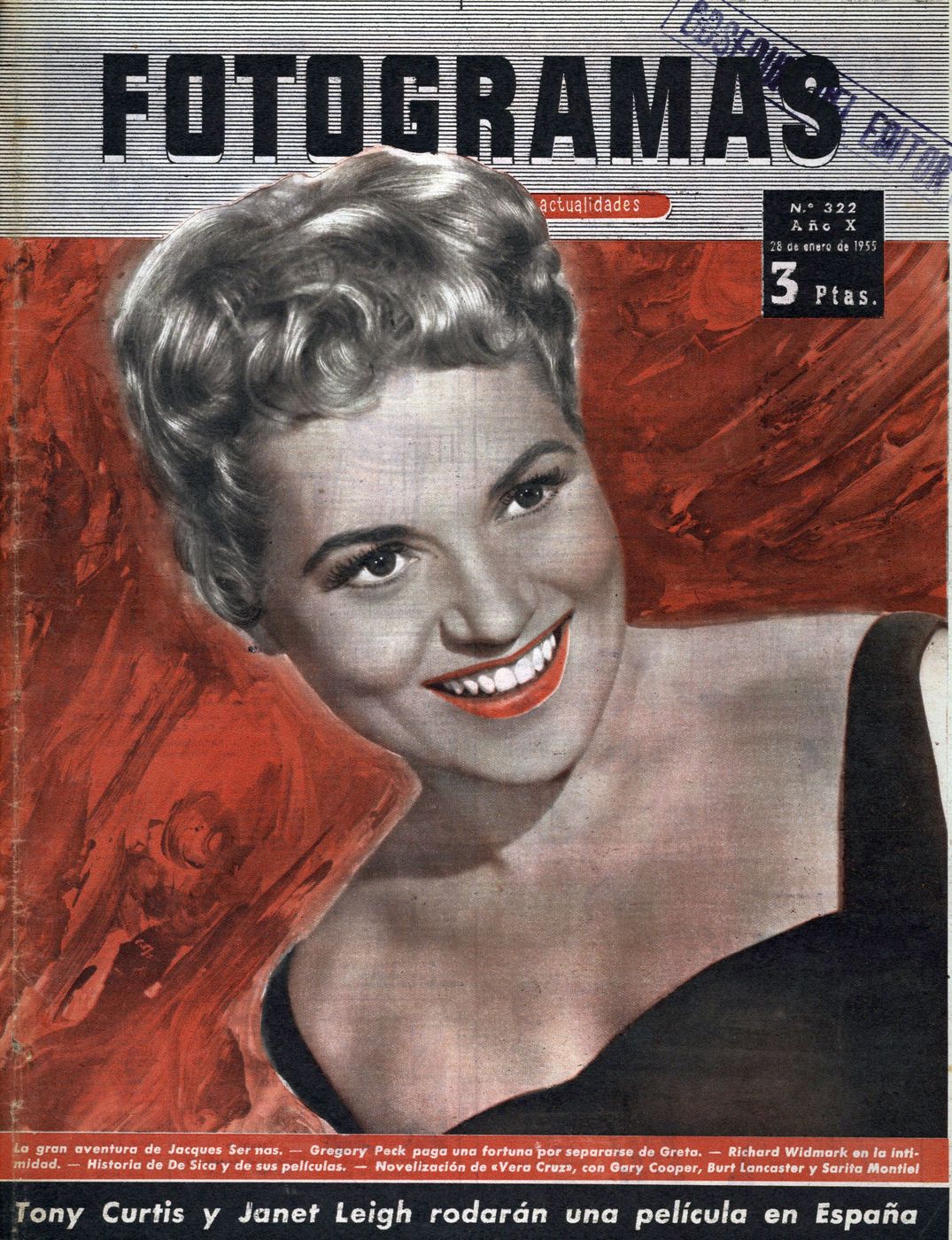 FOTOGRAMAS magazine side cover Issue 322 28 January 1955