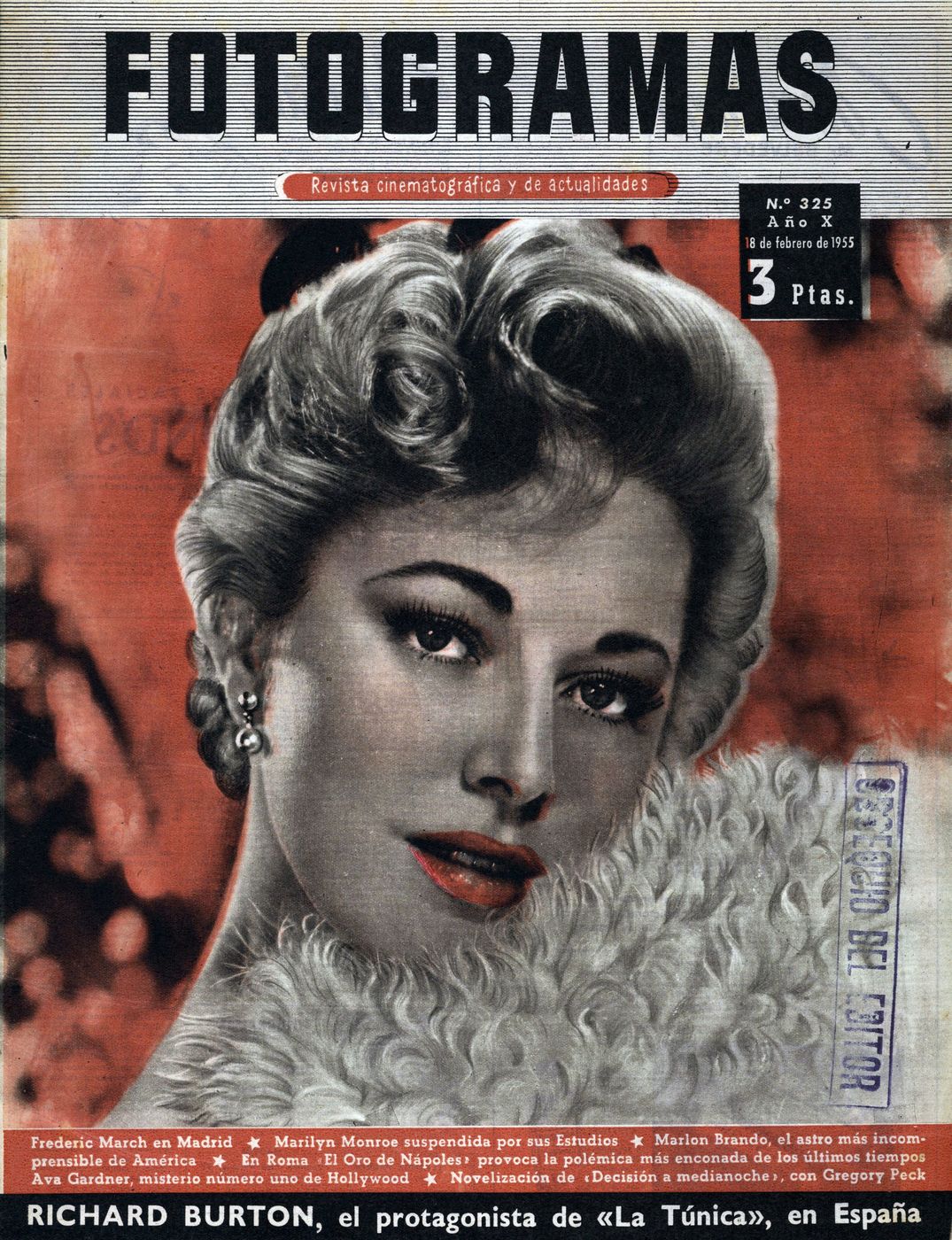 FOTOGRAMAS magazine side cover Issue 325 18 February 1955