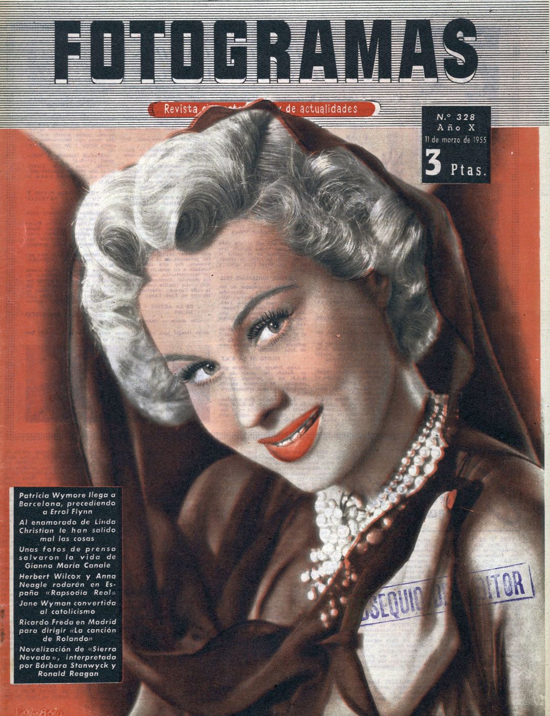 FOTOGRAMAS magazine side cover Issue 328 10 March 1955