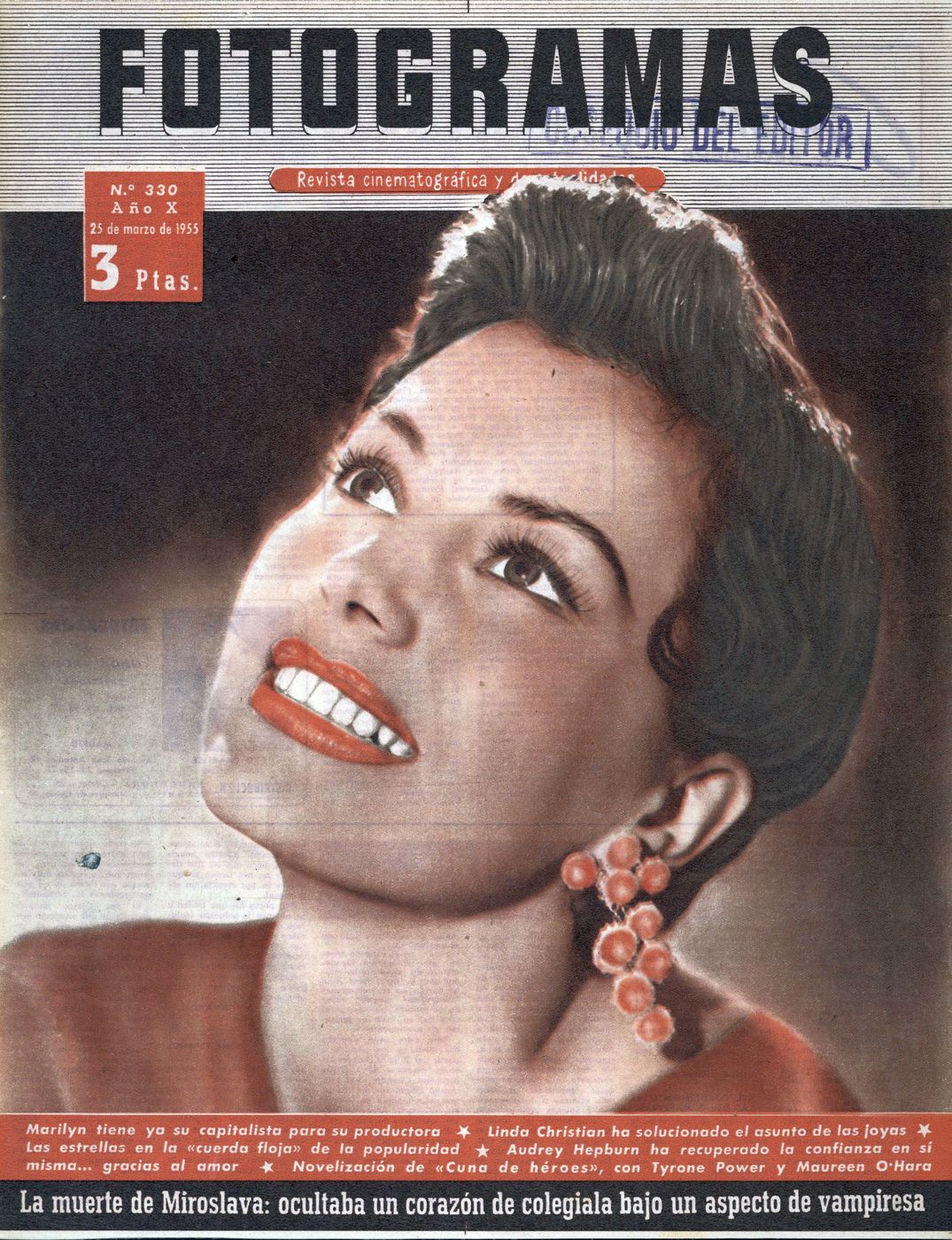 FOTOGRAMAS magazine side cover Issue 330 24 March 1955