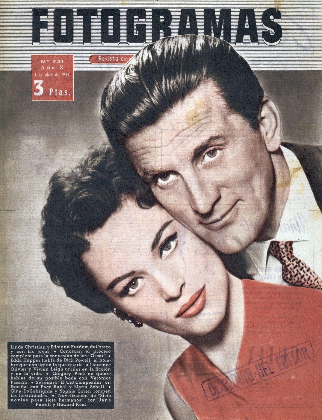 FOTOGRAMAS magazine side cover Issue 331 31 March 1955
