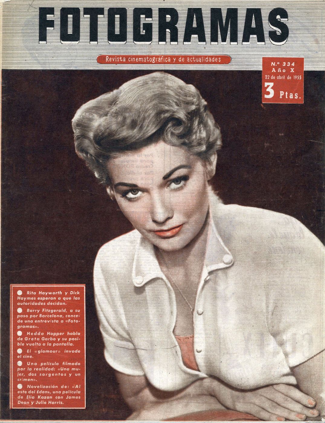 FOTOGRAMAS magazine side cover Issue 334 21 April 1955