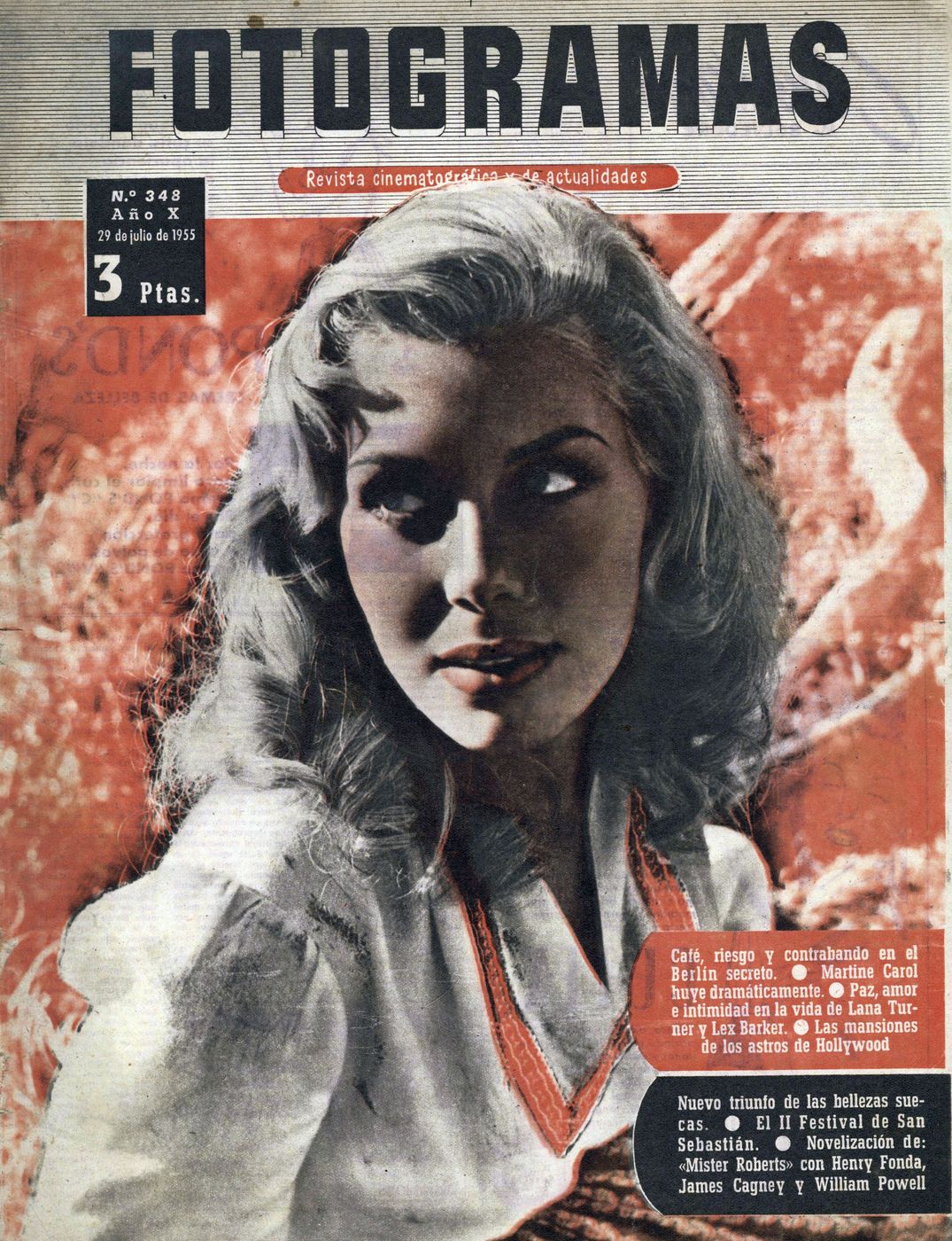 FOTOGRAMAS magazine side cover Issue 348 28 July 1955