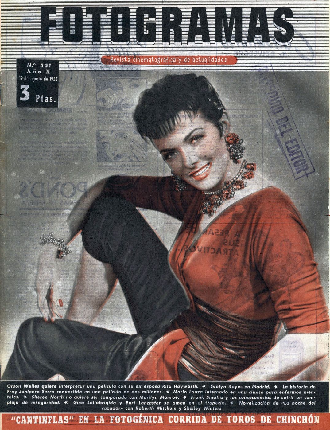FOTOGRAMAS magazine side cover Issue 351 18 August 1955