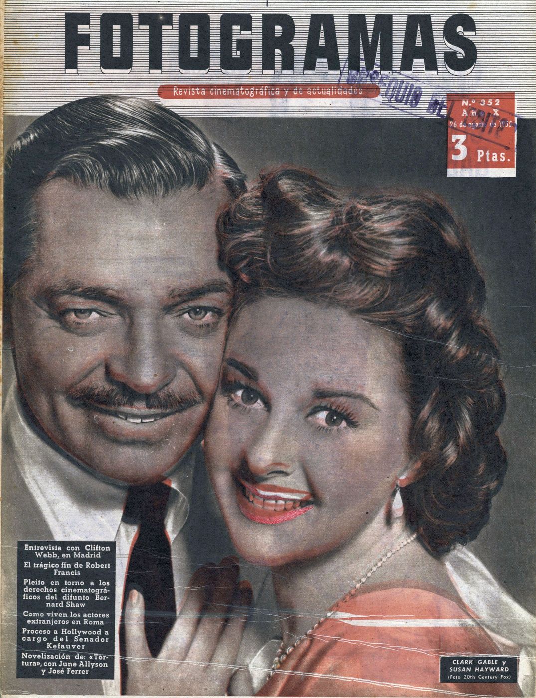 FOTOGRAMAS magazine side cover Issue 352 25 August 1955