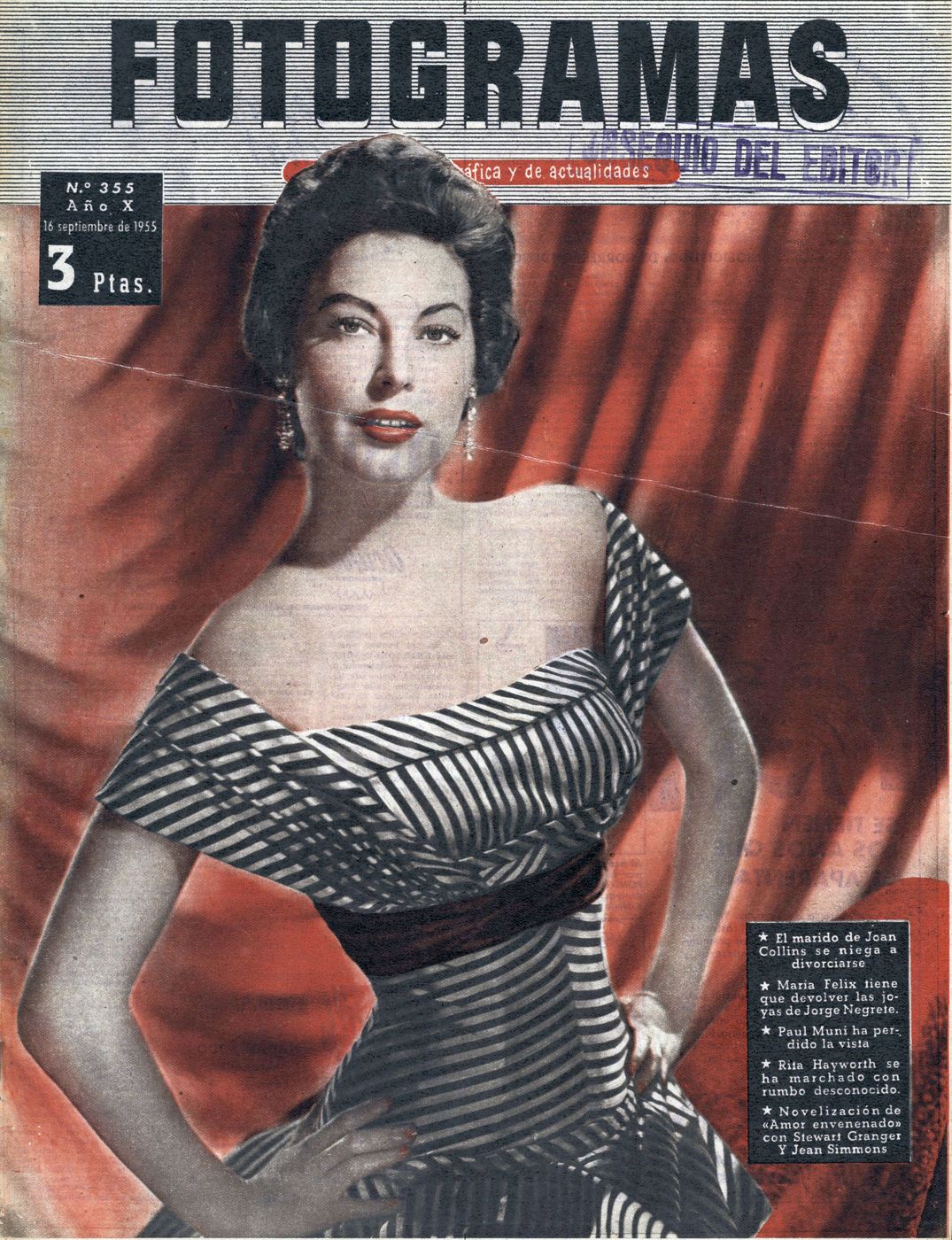 FOTOGRAMAS magazine side cover Issue 355 15 September 1955