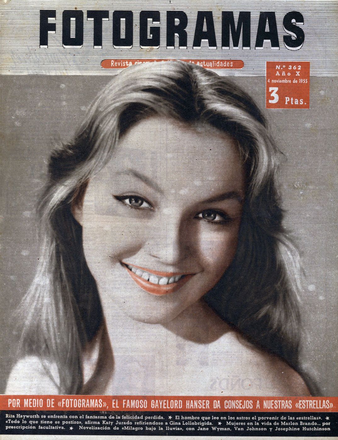 FOTOGRAMAS magazine side cover Issue 362 3 November 1955