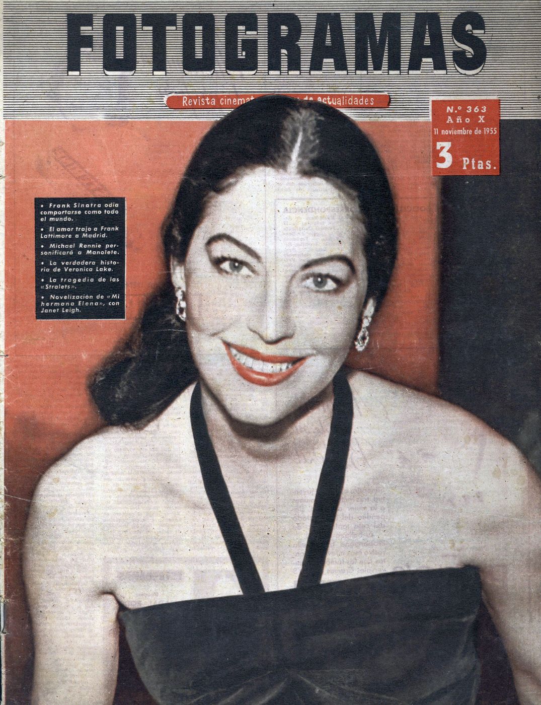 FOTOGRAMAS magazine side cover Issue 363 10 November 1955
