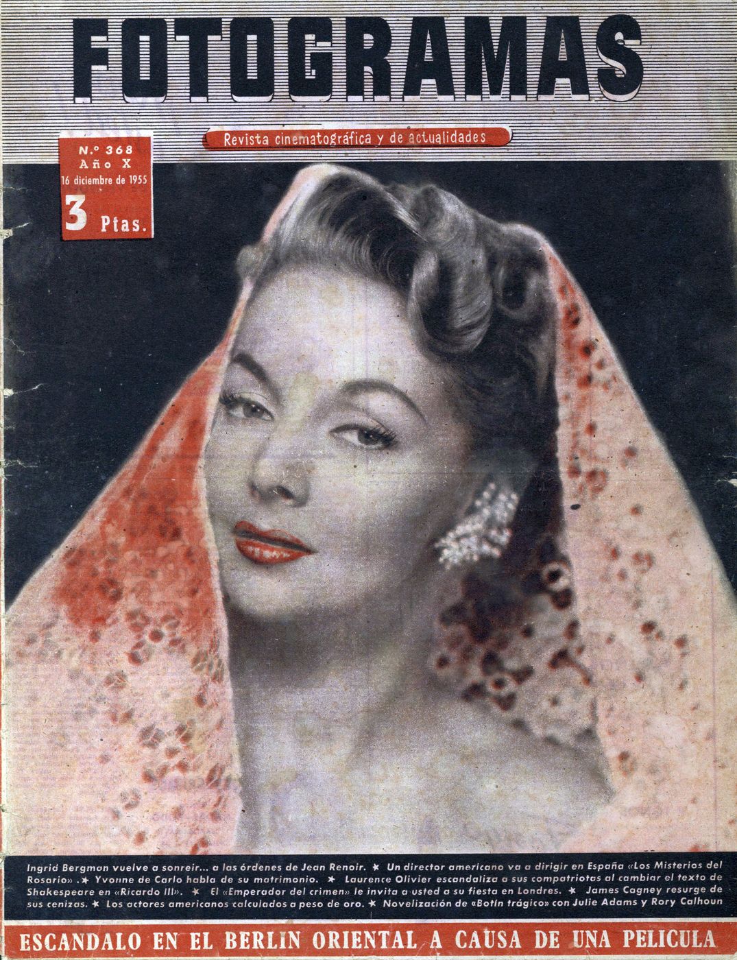 FOTOGRAMAS magazine side cover Issue 368 15 December 1955