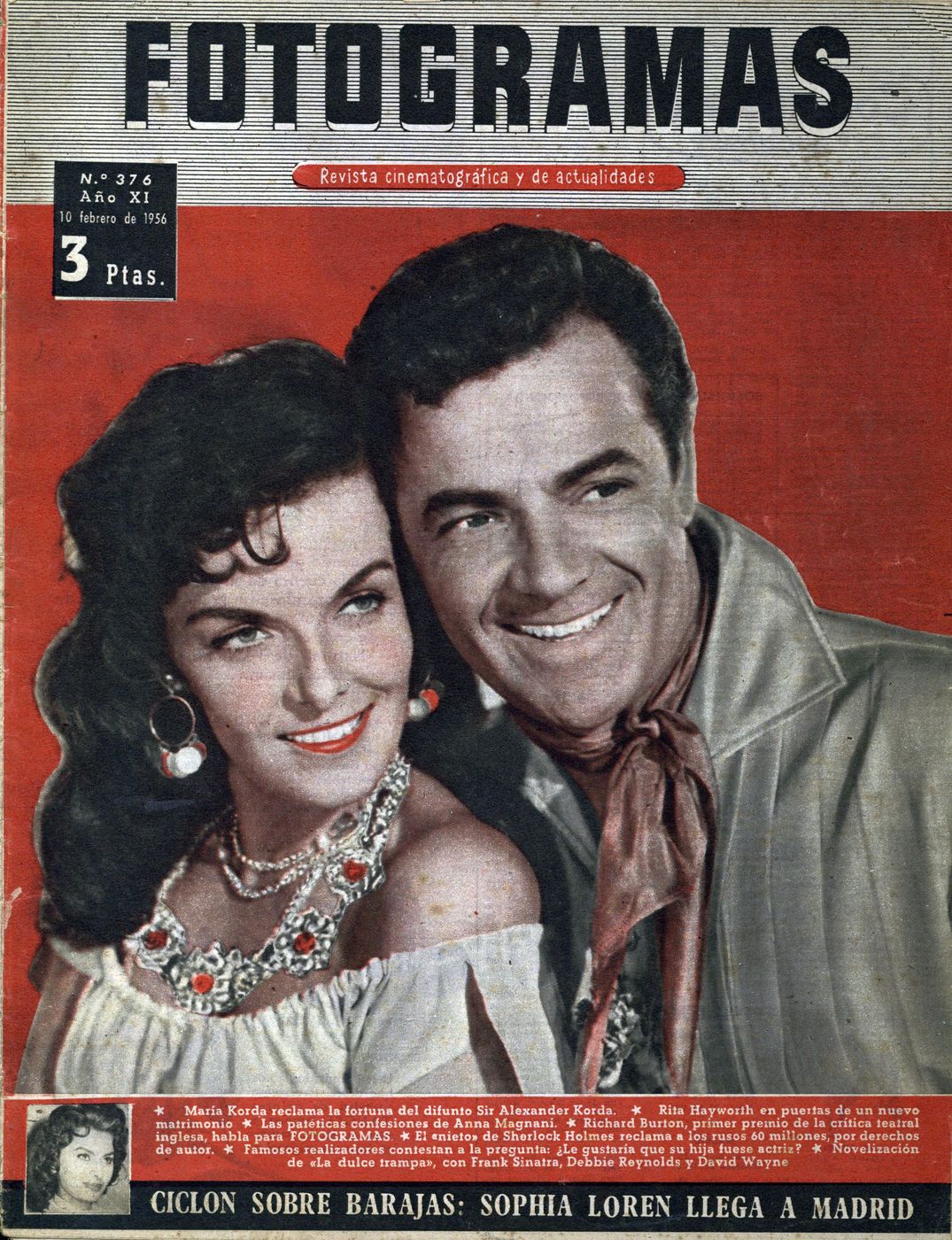 FOTOGRAMAS magazine side cover Issue 376 9 February 1956