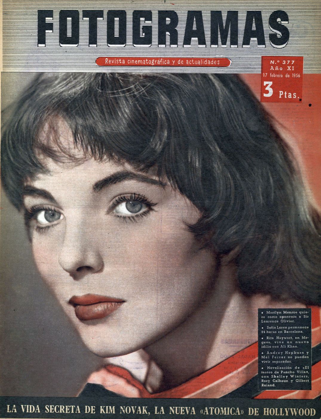 FOTOGRAMAS magazine side cover Issue 377 16 February 1956