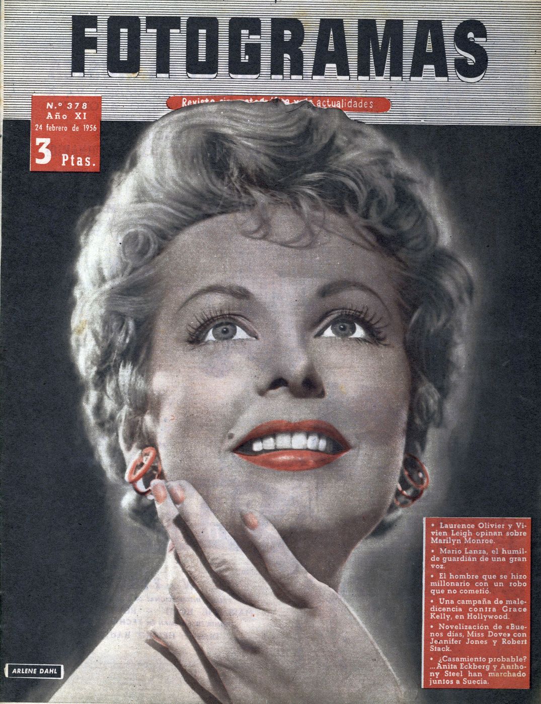 FOTOGRAMAS magazine side cover Issue 378 23 February 1956