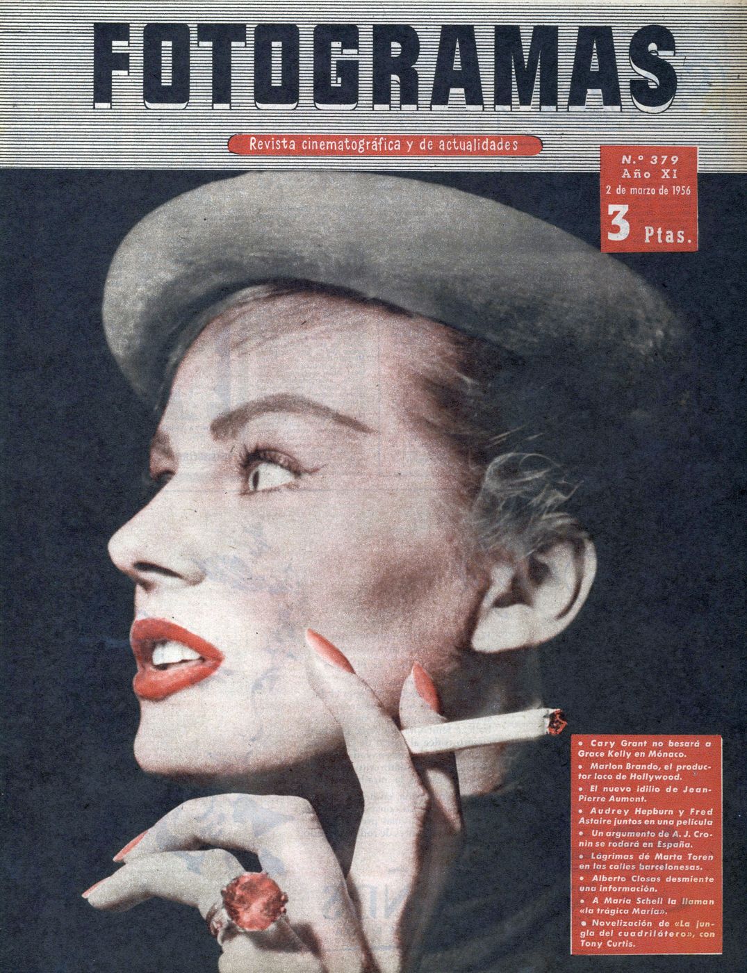 FOTOGRAMAS magazine side cover Issue 379 2 March 1956