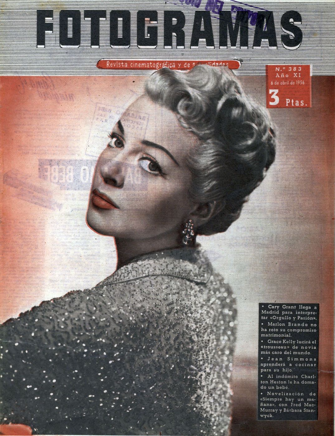 FOTOGRAMAS magazine side cover Issue 384 6 April 1956