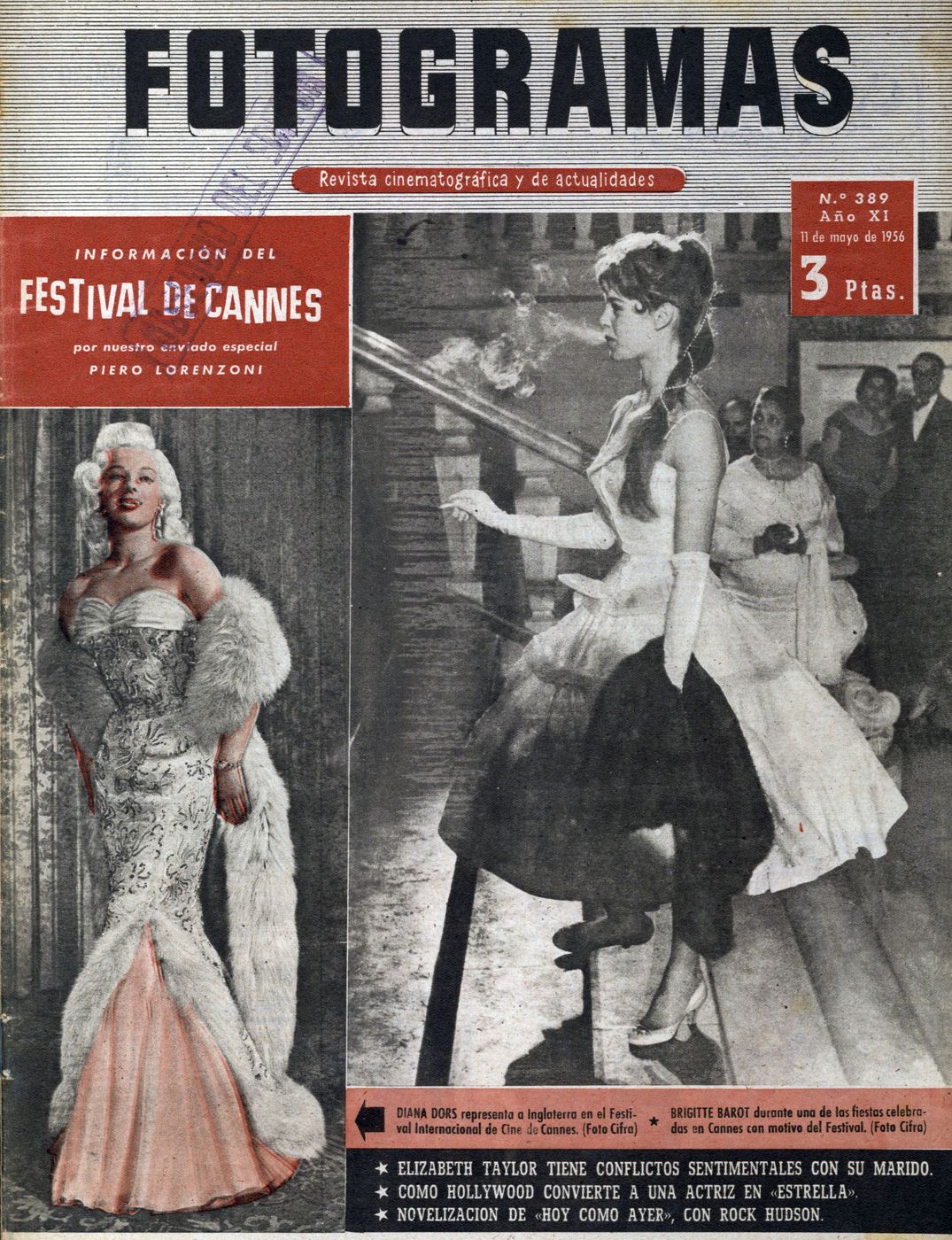 FOTOGRAMAS magazine side cover Issue 389 11 May 1956