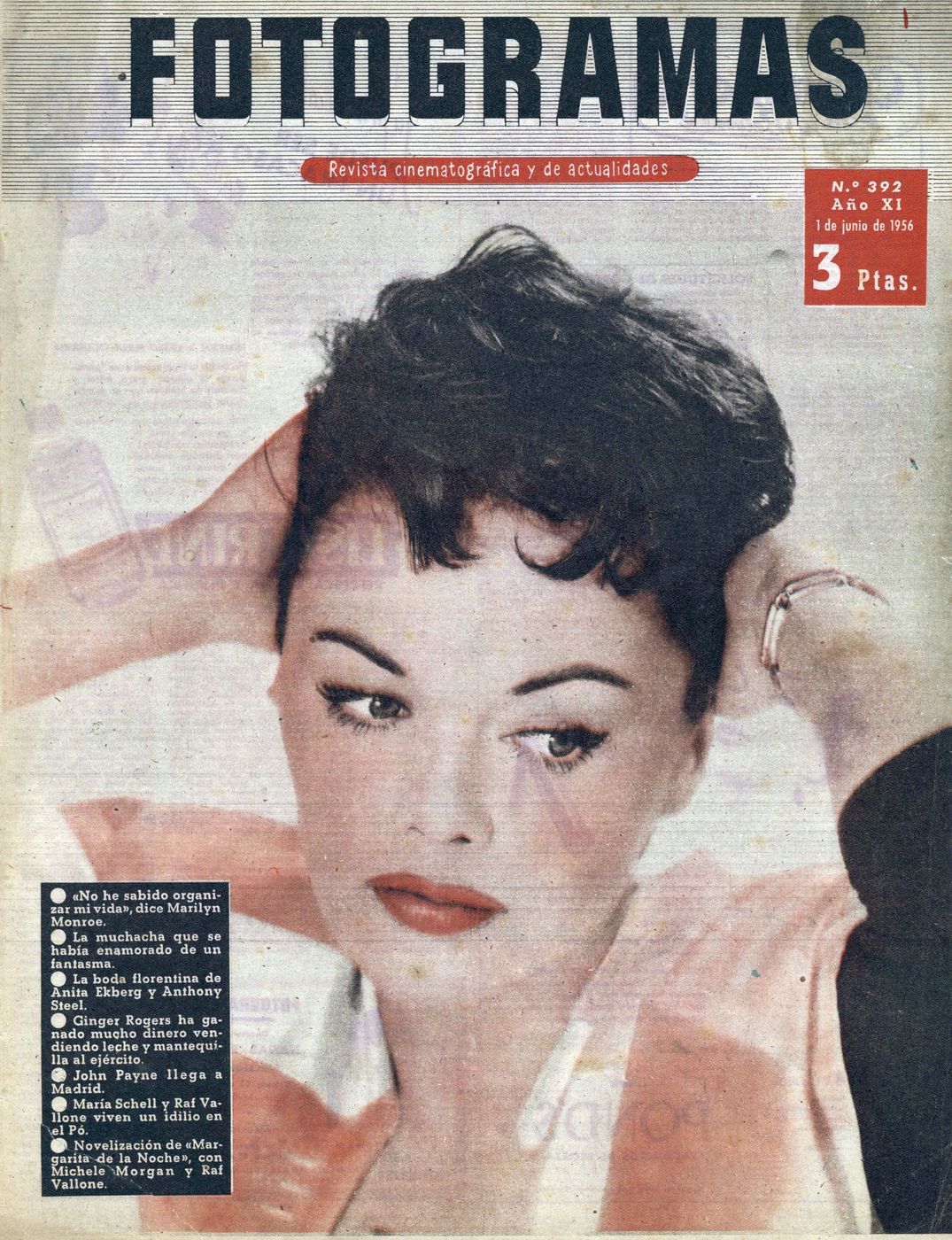 FOTOGRAMAS magazine side cover Issue 392 1 June 1956