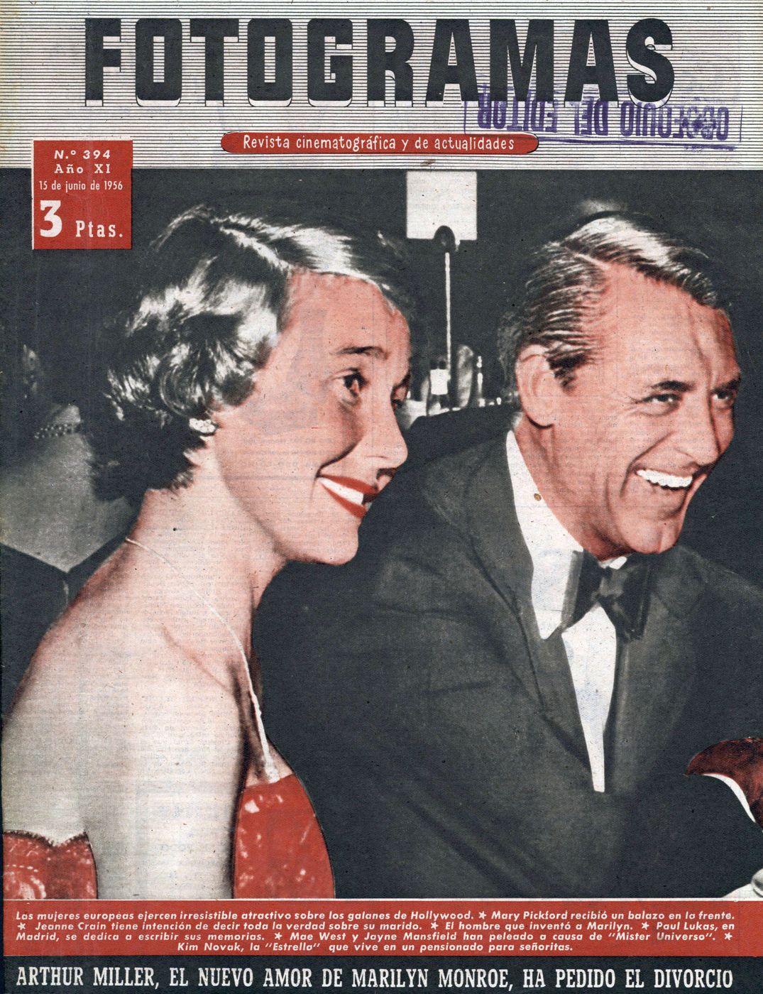 FOTOGRAMAS magazine side cover Issue 394 15 June 1956