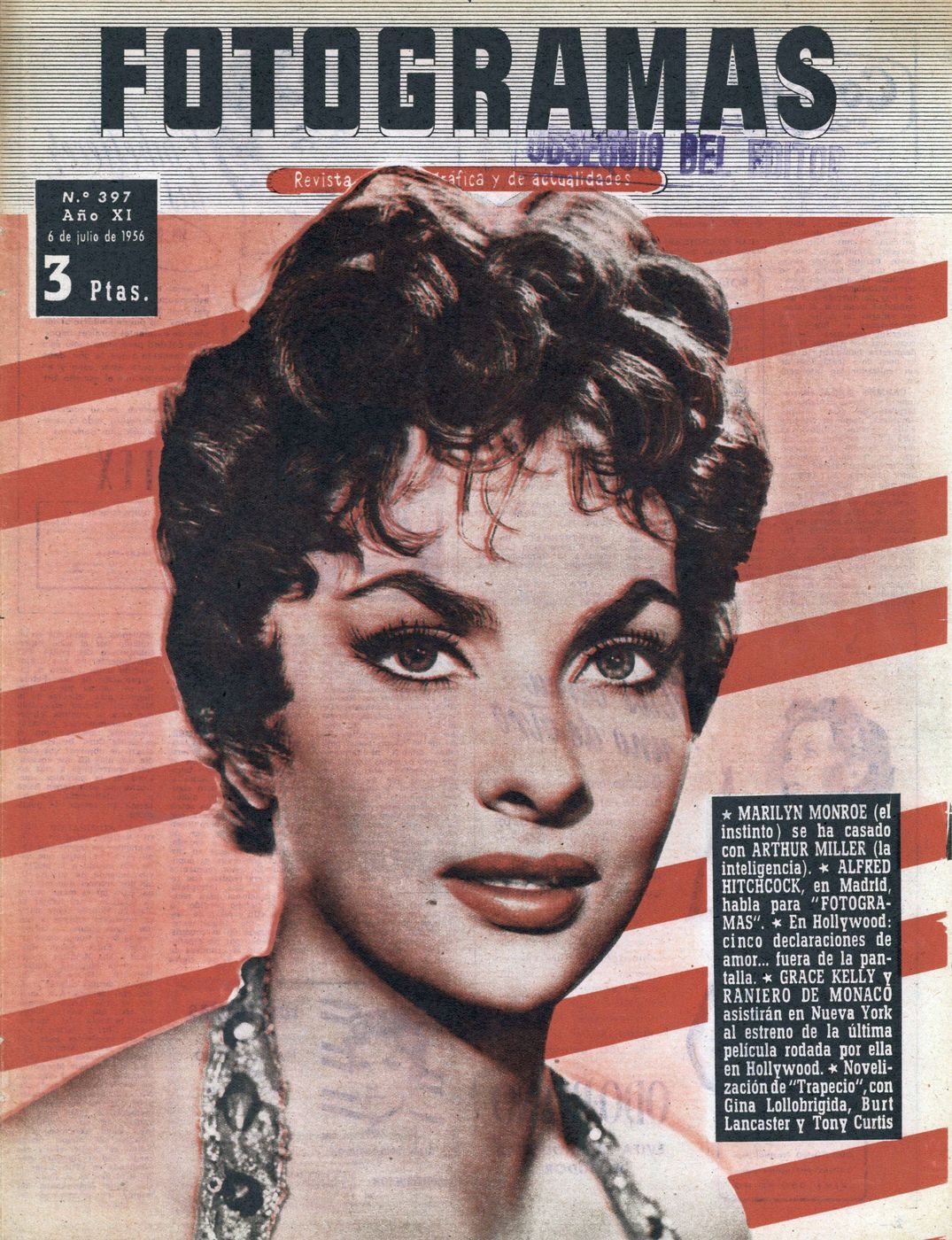 FOTOGRAMAS magazine side cover Issue 397 6 July 1956