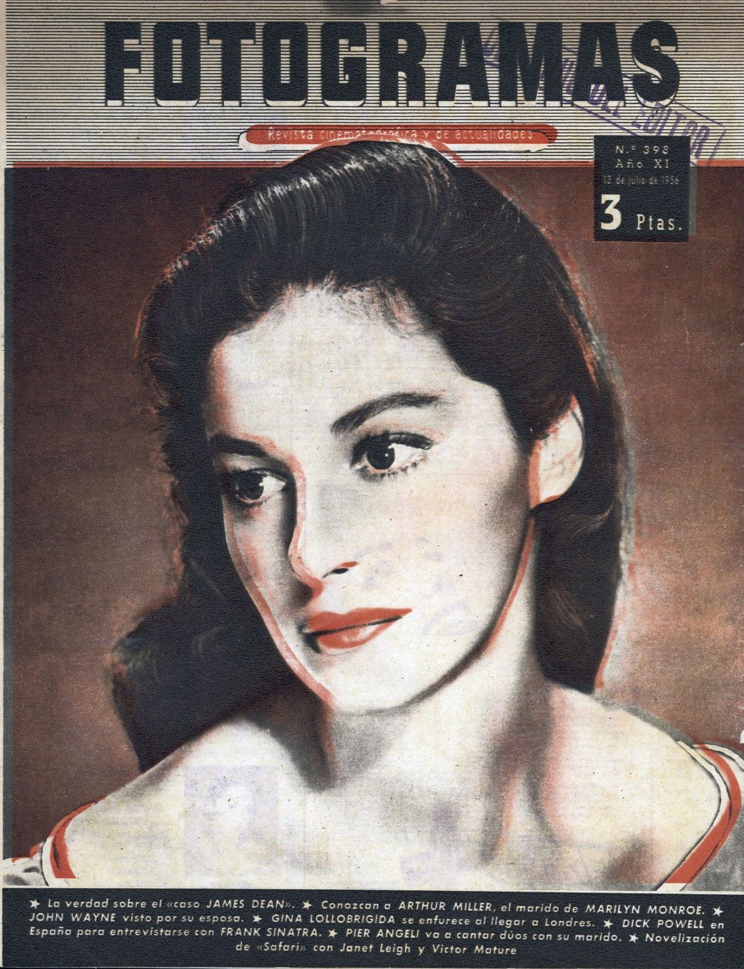 FOTOGRAMAS magazine side cover Issue 398 13 July 1956