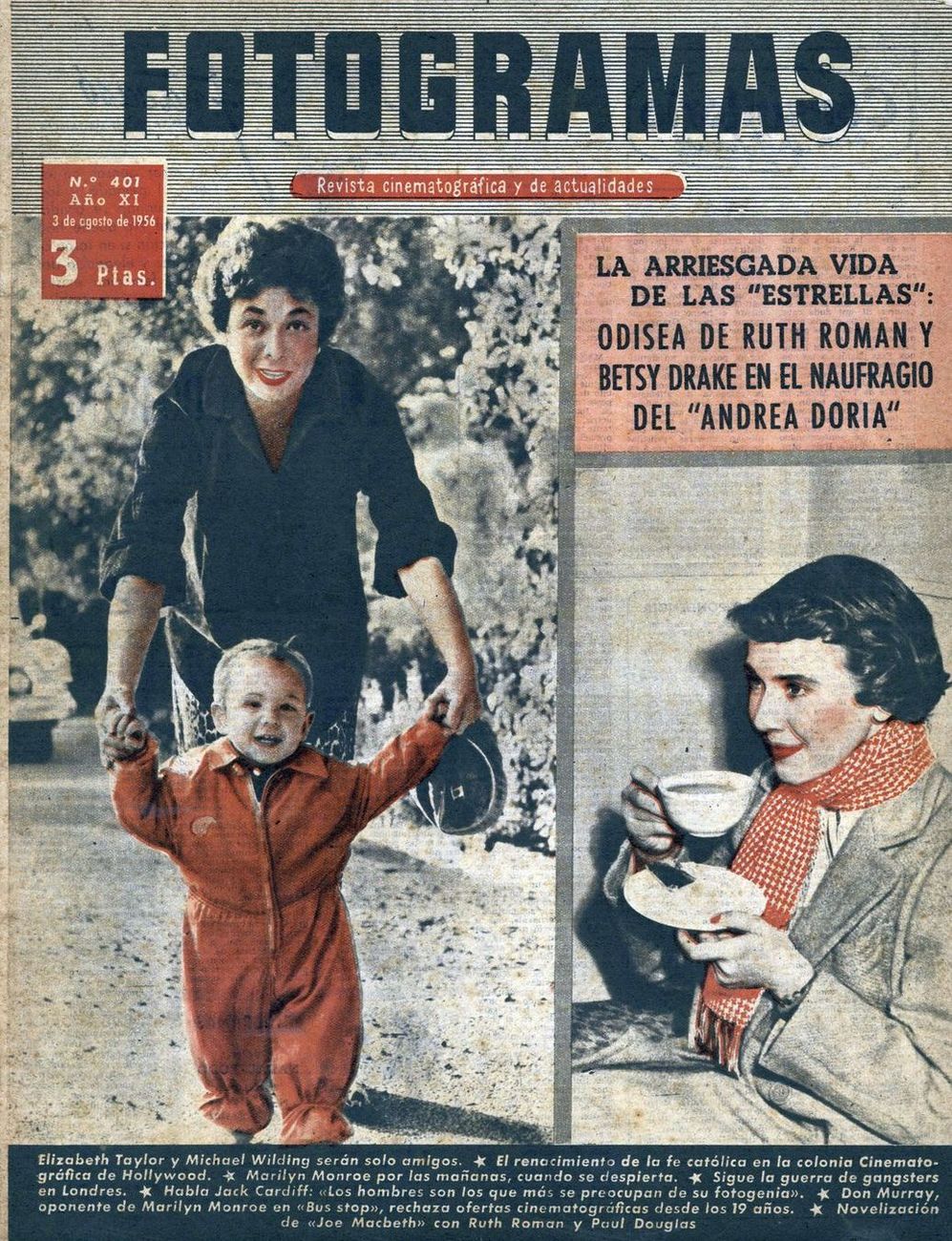 FOTOGRAMAS magazine side cover Issue 401 3 August 1956