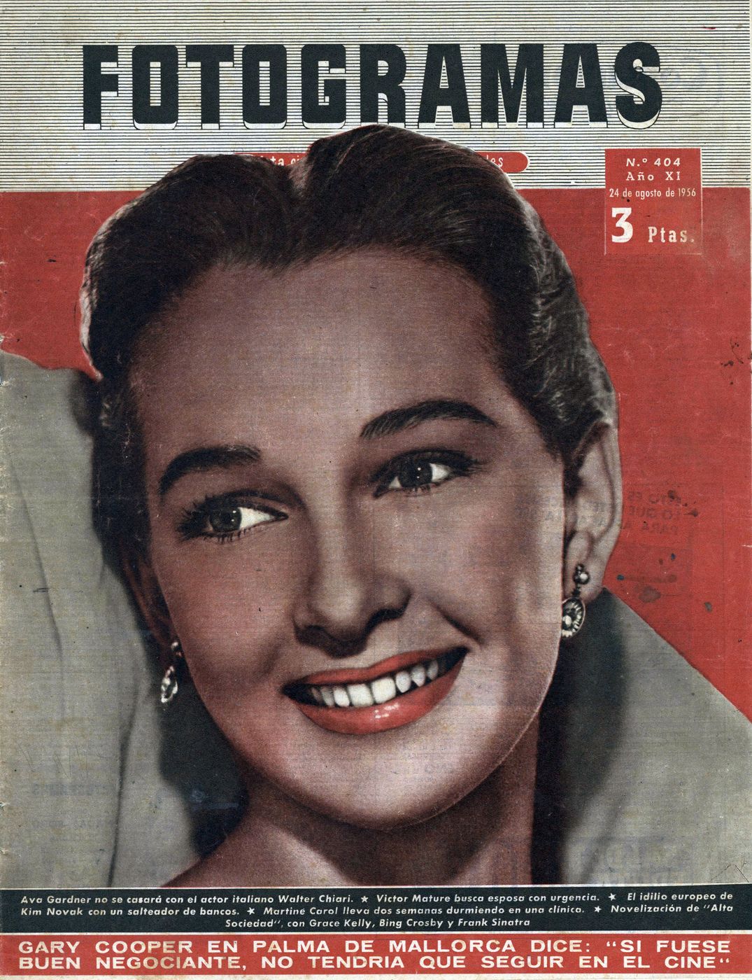 FOTOGRAMAS magazine side cover Issue 404 24 August 1956