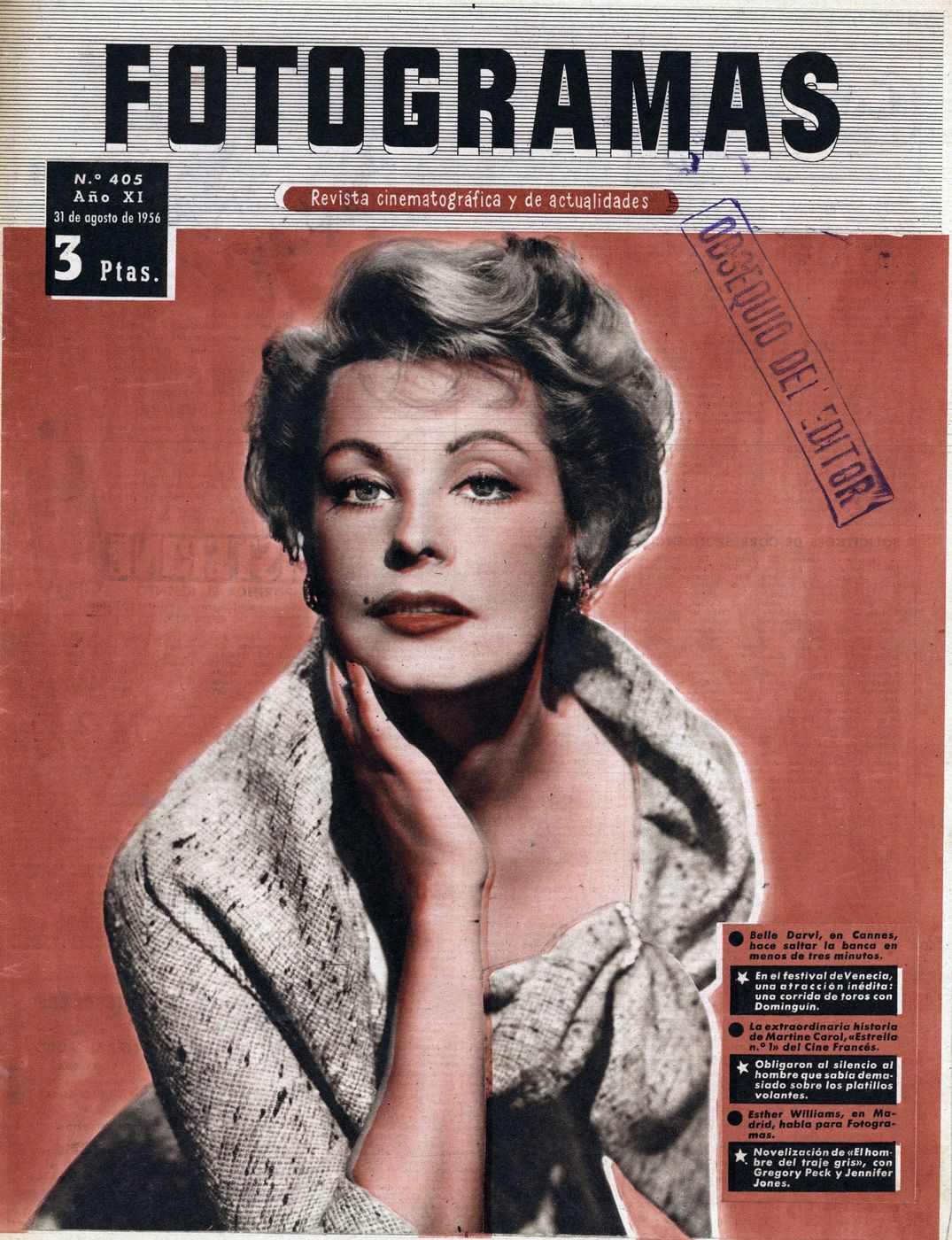 FOTOGRAMAS magazine side cover Issue 405 31 August 1956