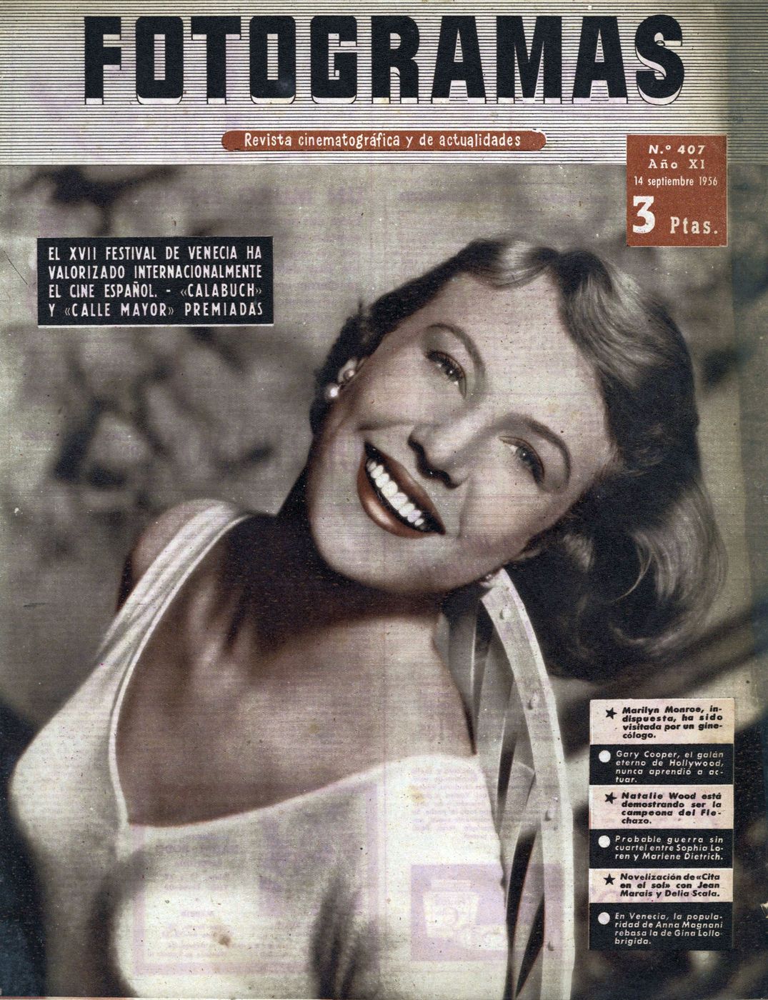 FOTOGRAMAS magazine side cover Issue 407 14 September 1956