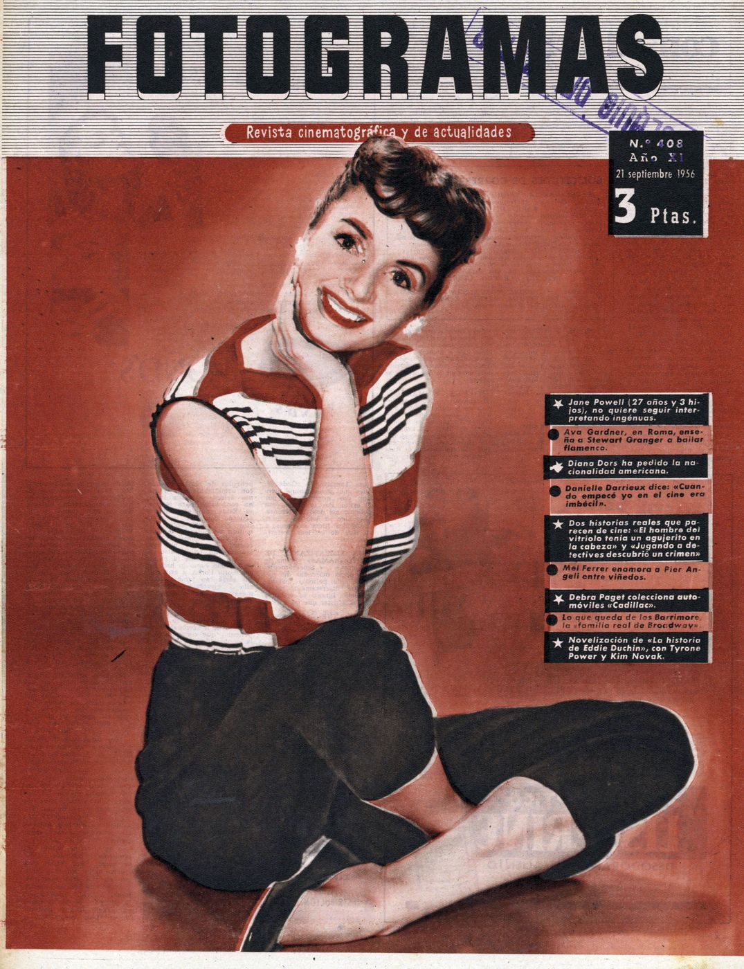 FOTOGRAMAS magazine side cover Issue 408 21 September 1956