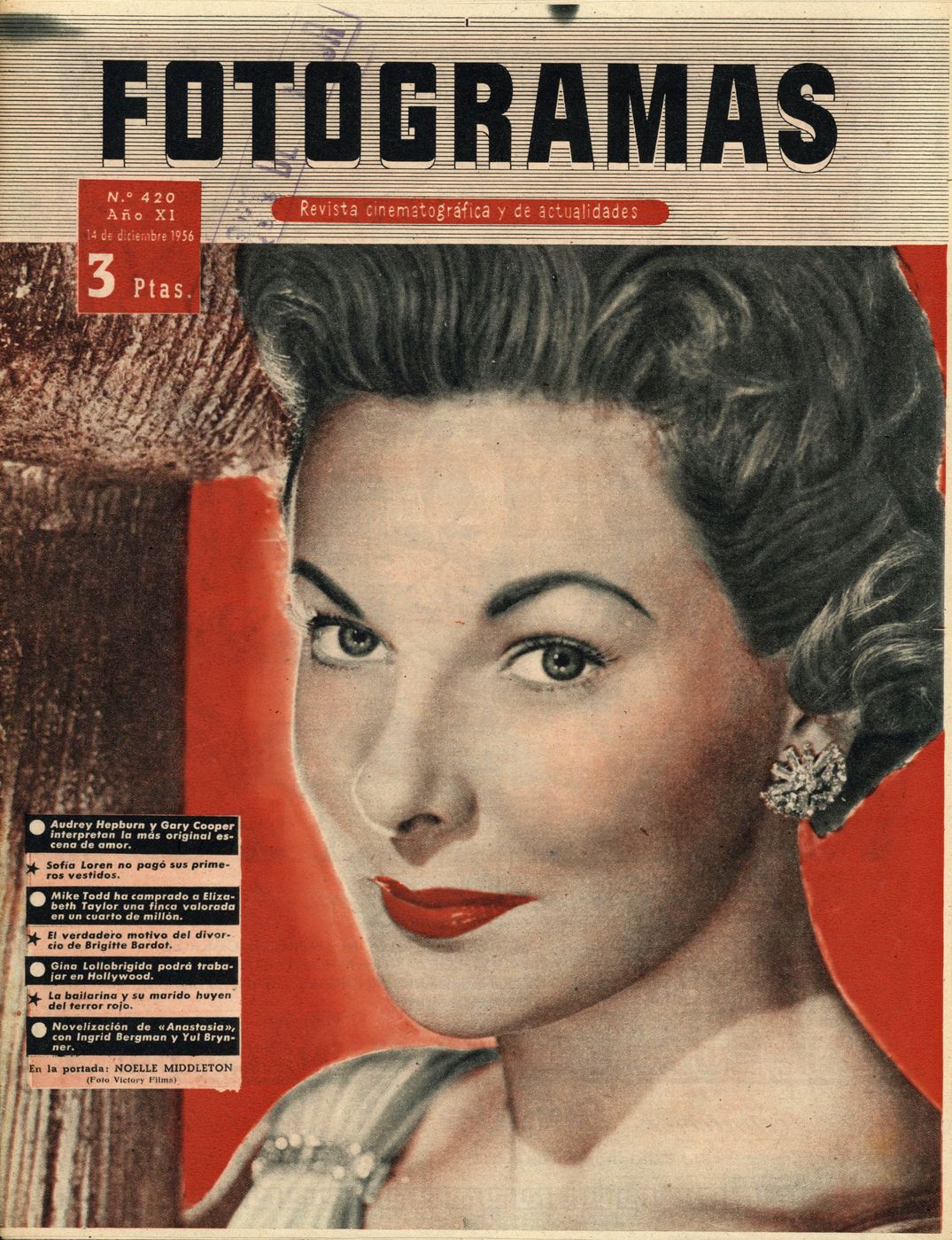 FOTOGRAMAS magazine side cover Issue 420 14 December 1956