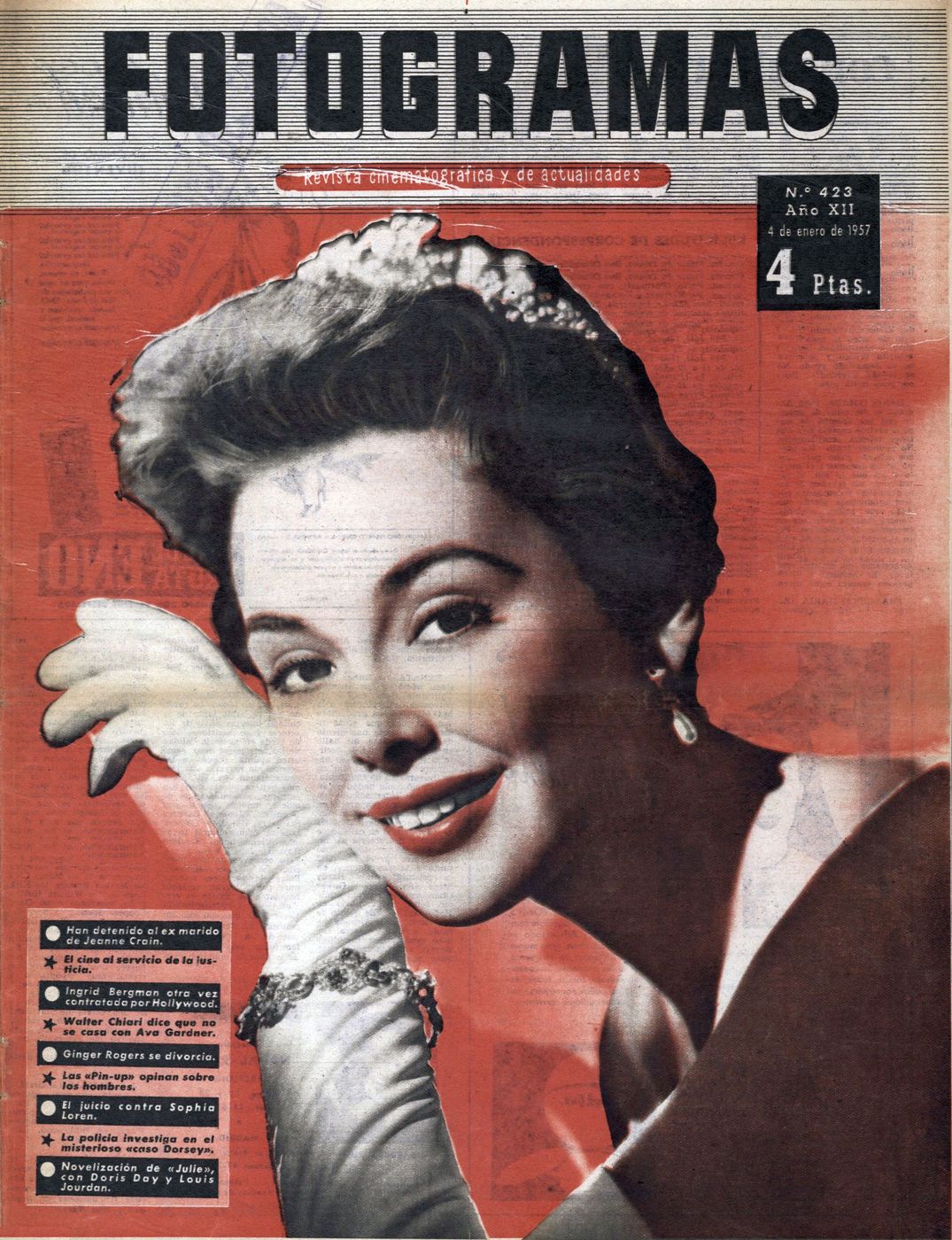 FOTOGRAMAS magazine side cover Issue 423 4 January 1957