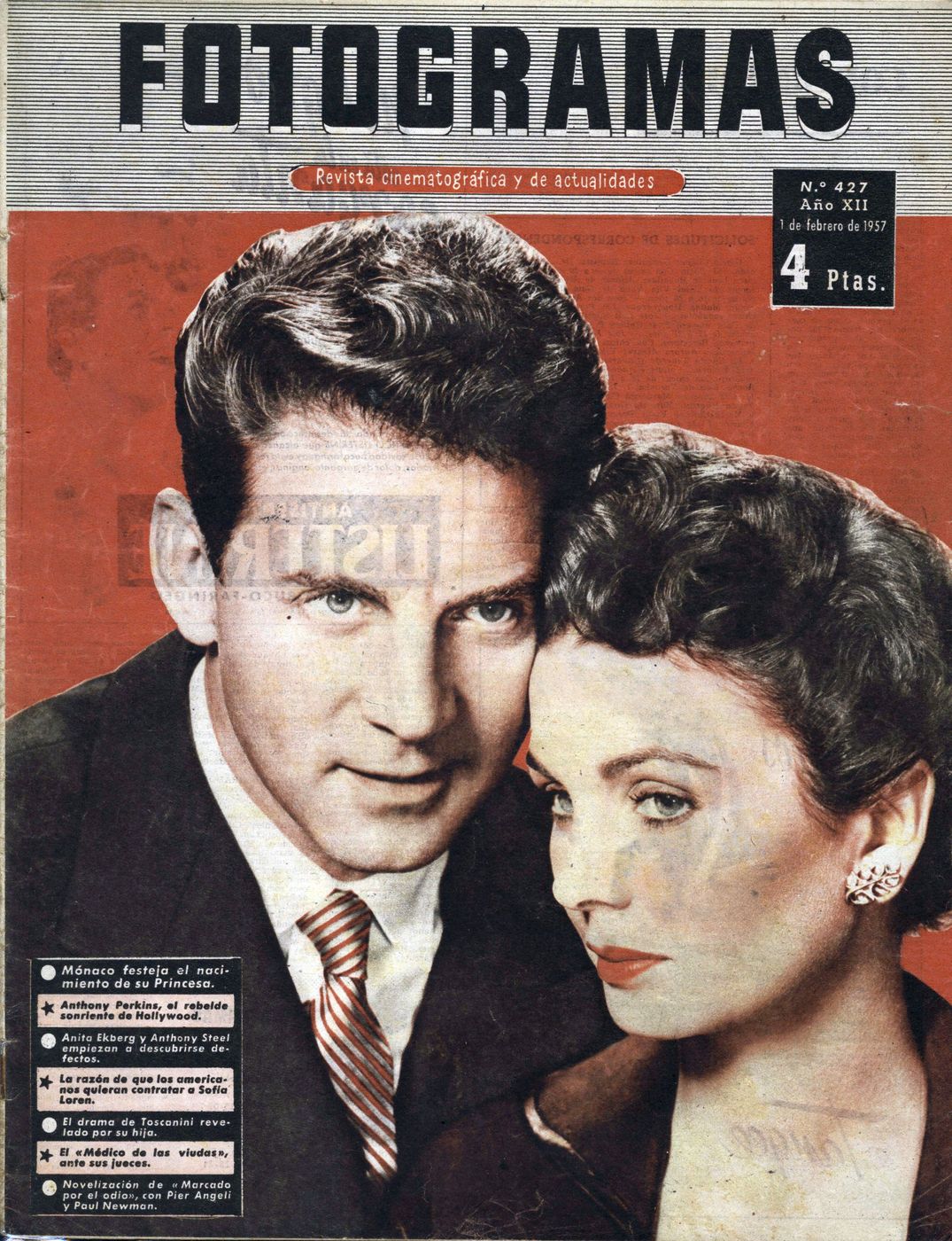 FOTOGRAMAS magazine side cover Issue 427 1 February 1957