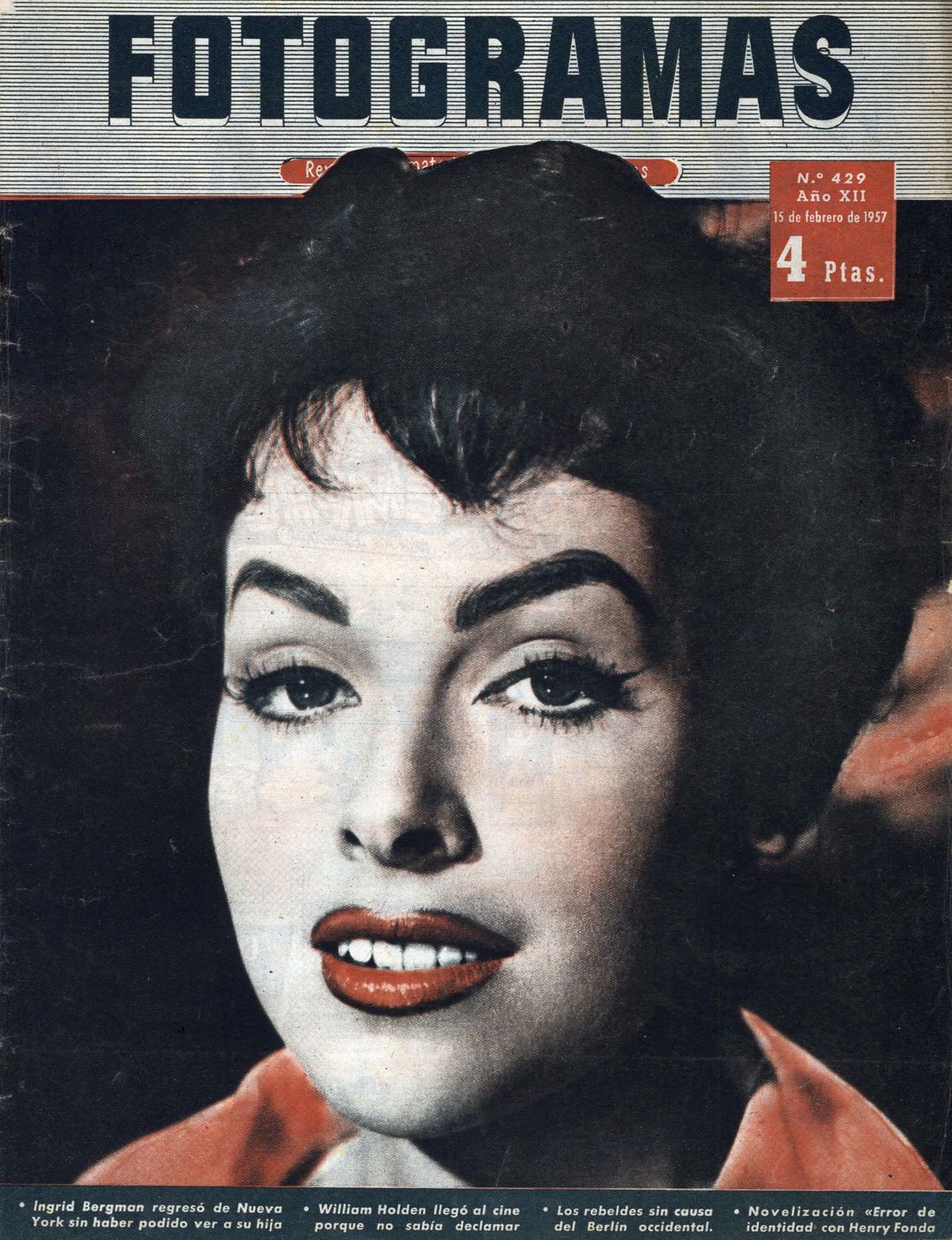 FOTOGRAMAS magazine side cover Issue 429 15 February 1957
